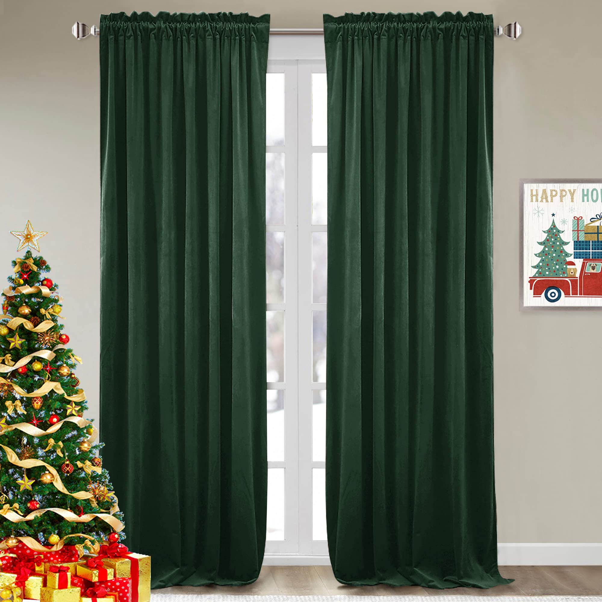 Foto 2 pulgar | Cortinas StangH de Terciopelo Verde Oscuro 132 x 213 cm Opacas - Venta Internacional