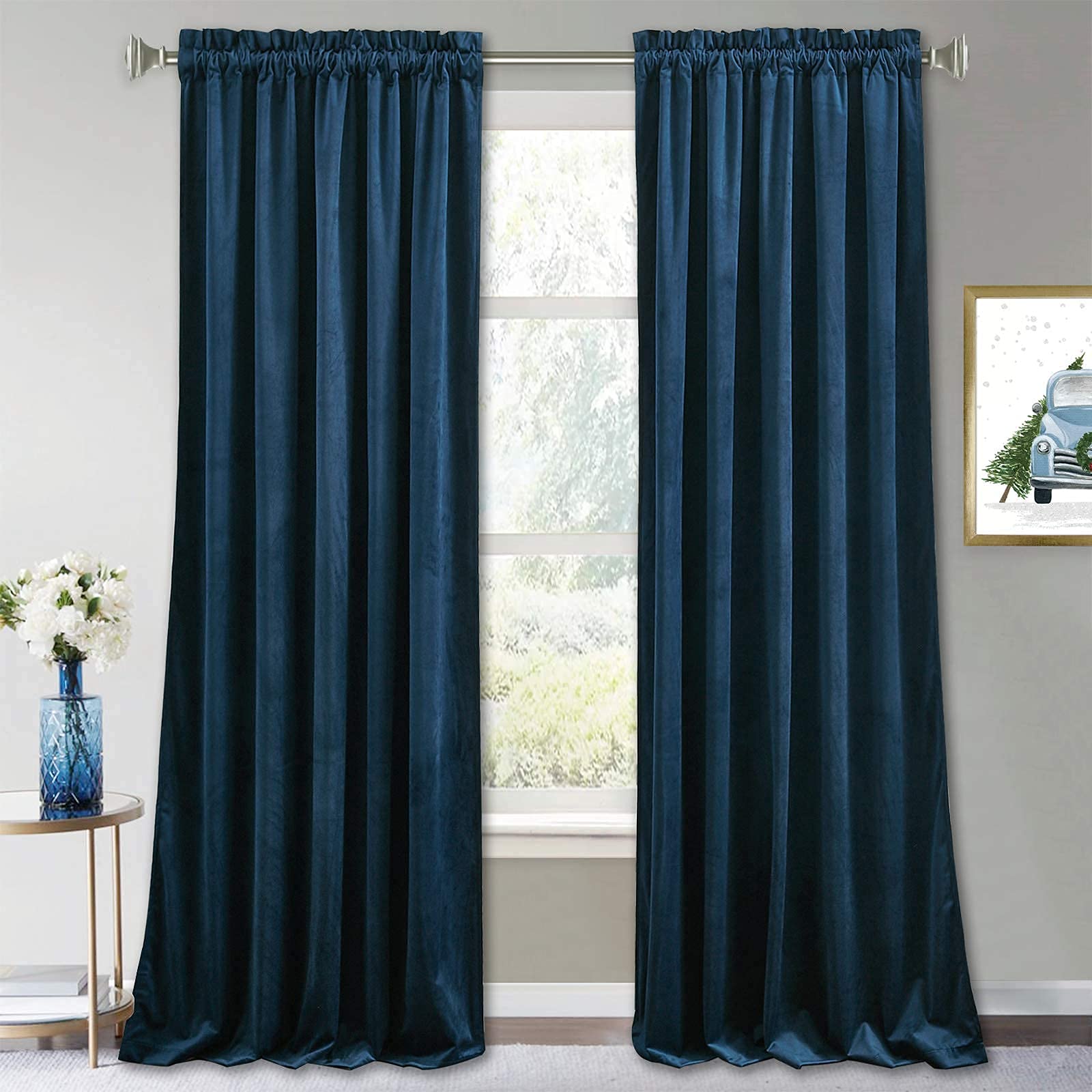 Foto 2 pulgar | Cortinas Ryb Home de Terciopelo Azul Marino Opacas 132 x 213 Cm 2 Paneles - Venta Internacional