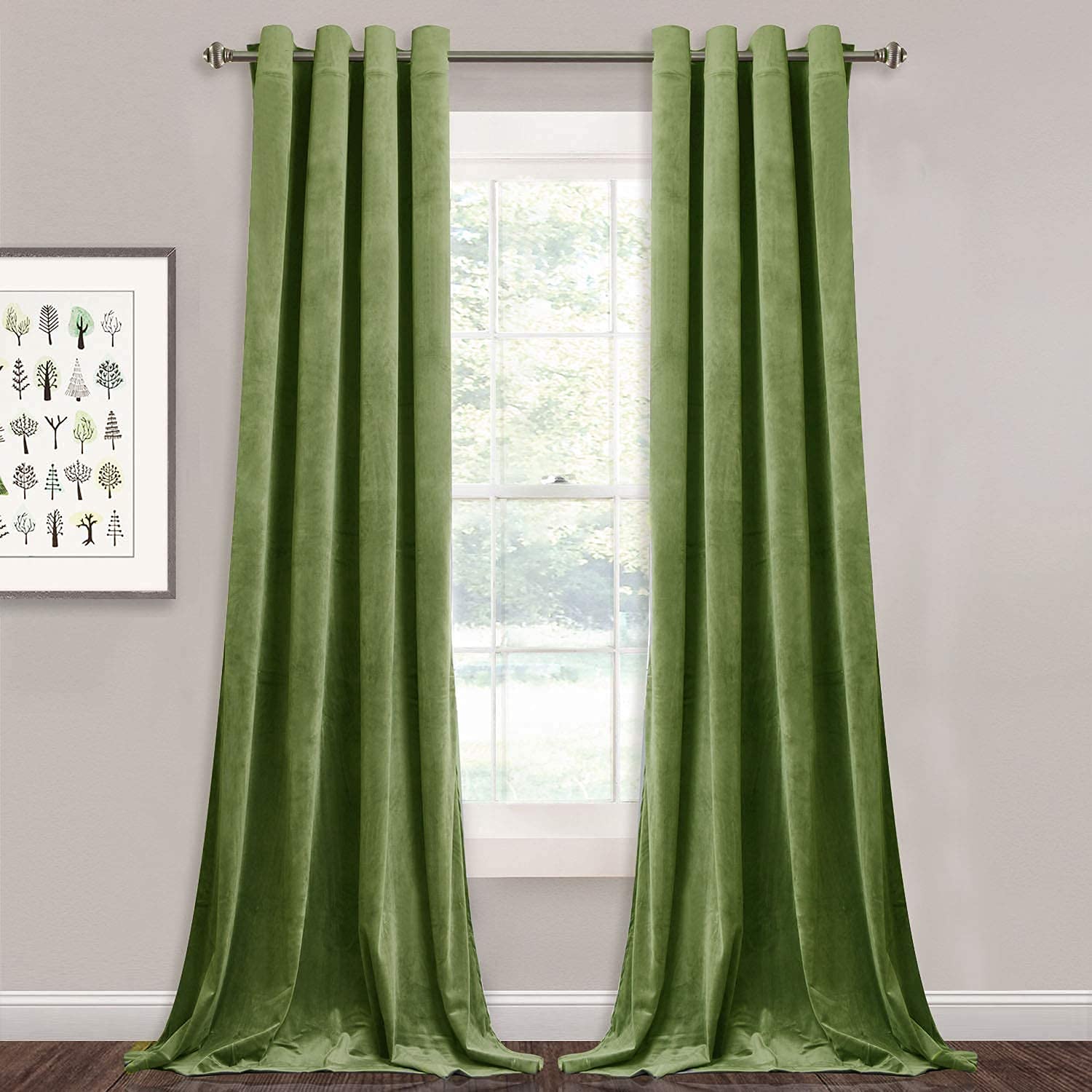 Cortinas StangH Verdes de Terciopelo para Sala de Estar - Venta Internacional