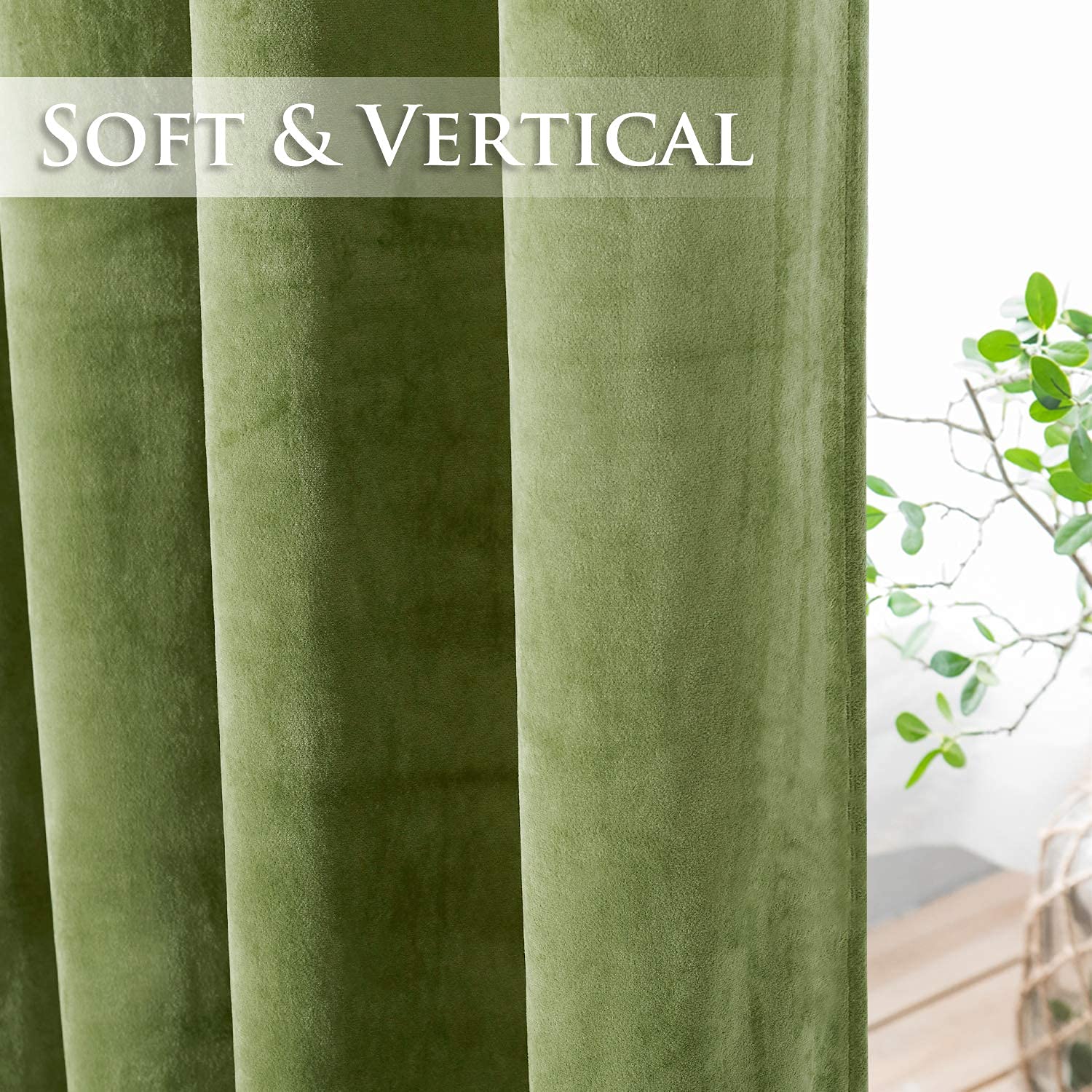 Foto 4 | Cortinas StangH Verdes de Terciopelo para Sala de Estar - Venta Internacional