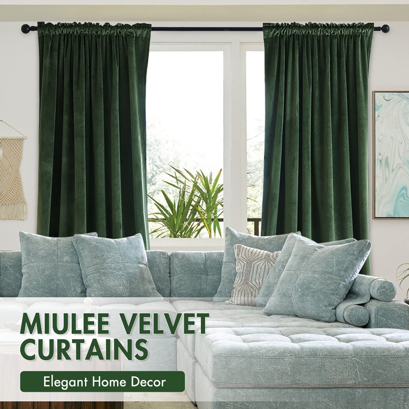 Foto 6 pulgar | Cortinas Miulee de Terciopelo Verde Oliva Ccon Aislamiento Térmico - Venta Internacional