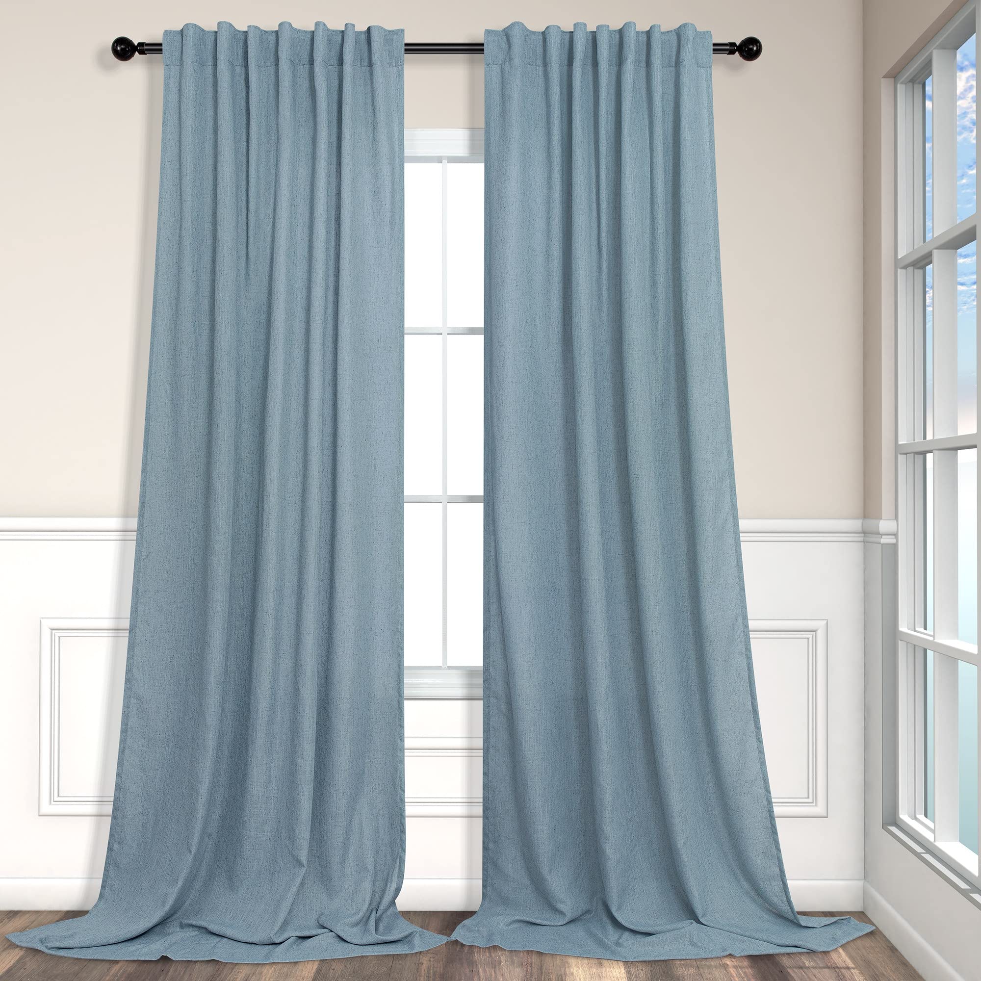 Cortinas Pitalk de Lino Azul para Sala 213 cm de Longitud - Venta Internacional