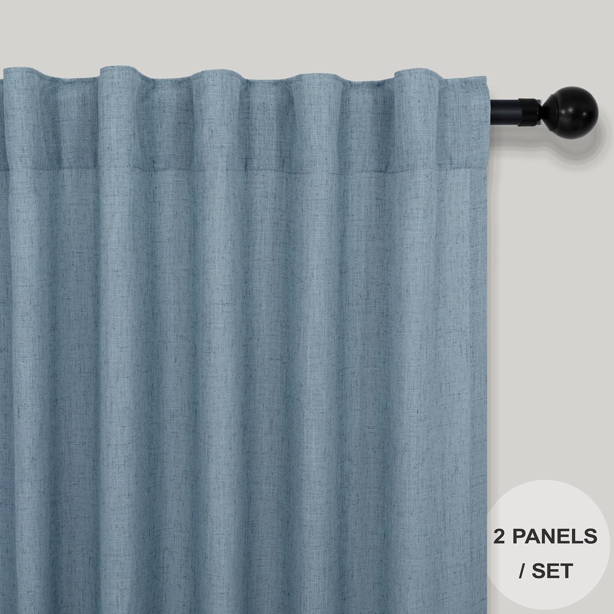 Foto 3 pulgar | Cortinas Pitalk de Lino Azul para Sala 213 cm de Longitud - Venta Internacional