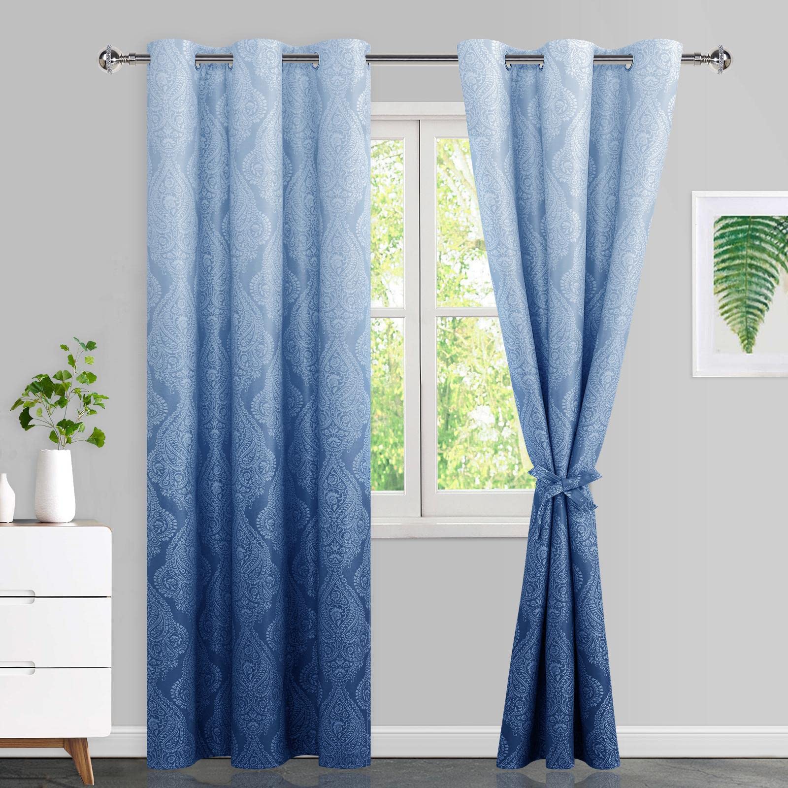 Cortinas Jiuzhen Damask Ombre con Aislamiento Térmico para Dormitorio 2 Unidades - Venta Internacional