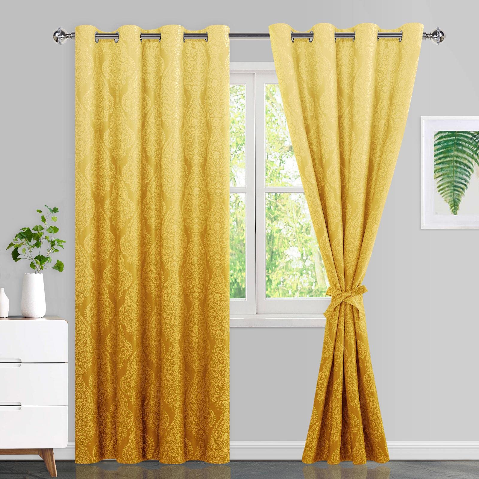 Foto 2 pulgar | Cortinas Opacas Jiuzhen, Color Amarillo Degradado, Para Dormitorio, Damasco - Venta Internacional.