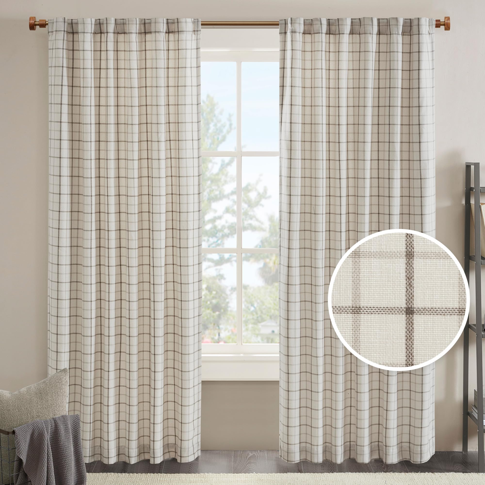 Foto 2 pulgar | Cortina Madison Park Anaheim Cabin Plaid 50 X 108 Cm, Color Natural - Venta Internacional.