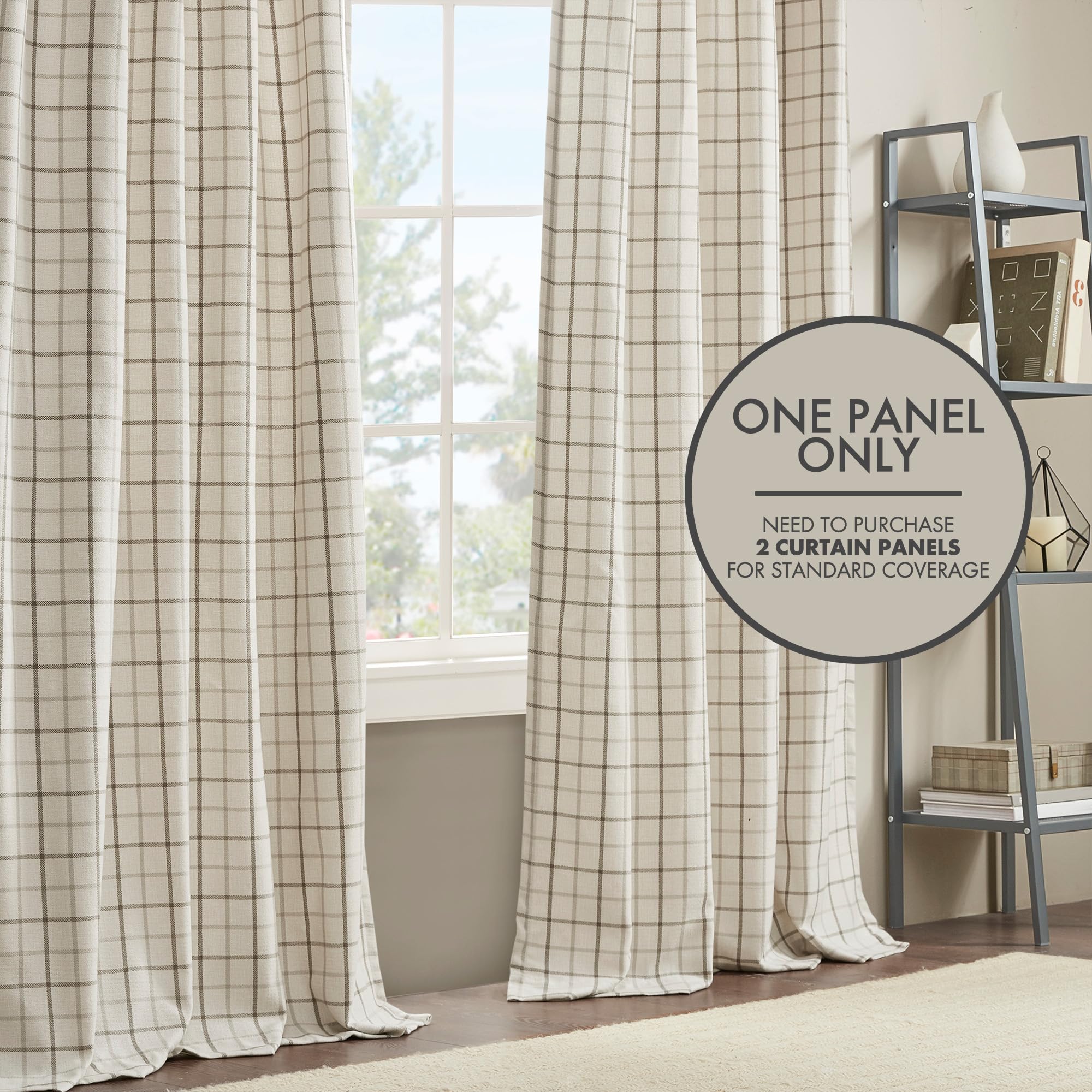 Foto 6 pulgar | Cortina Madison Park Anaheim Cabin Plaid 50 X 108 Cm, Color Natural - Venta Internacional.