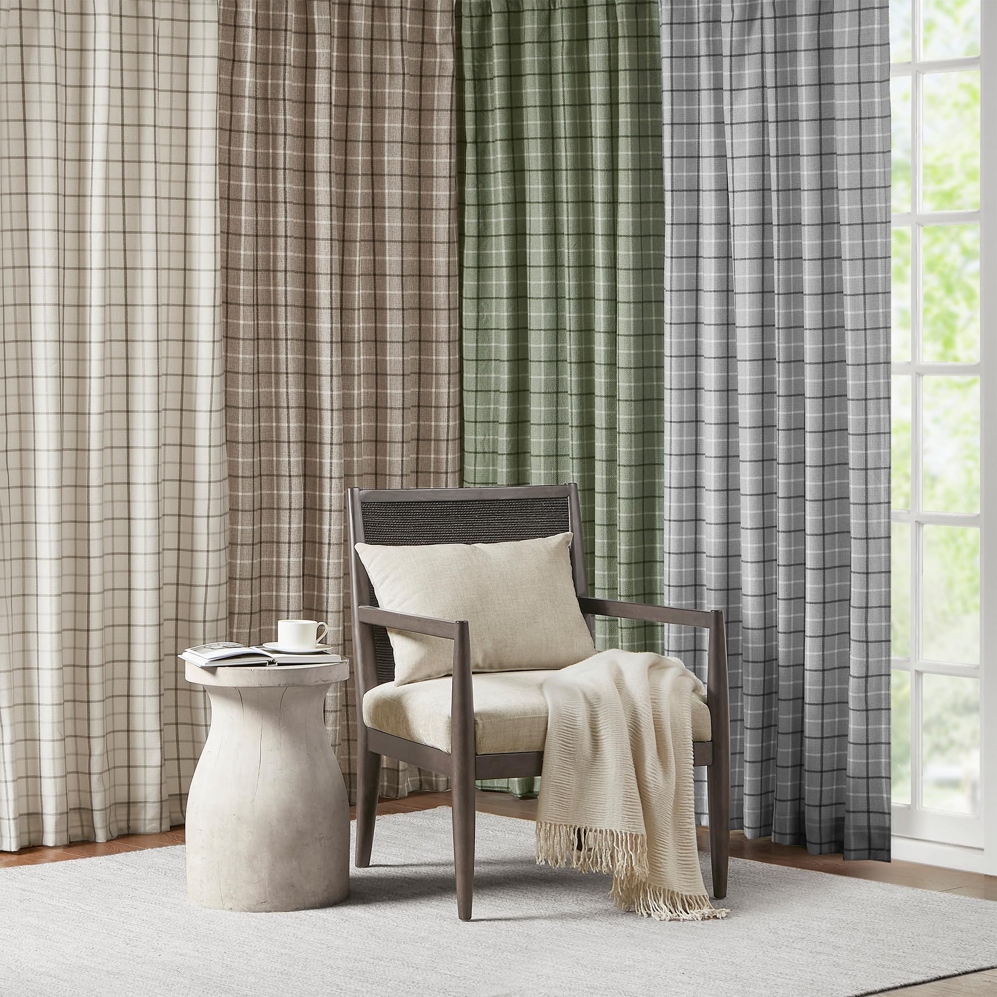 Foto 7 pulgar | Cortina Madison Park Anaheim Cabin Plaid 50 X 108 Cm, Color Natural - Venta Internacional.