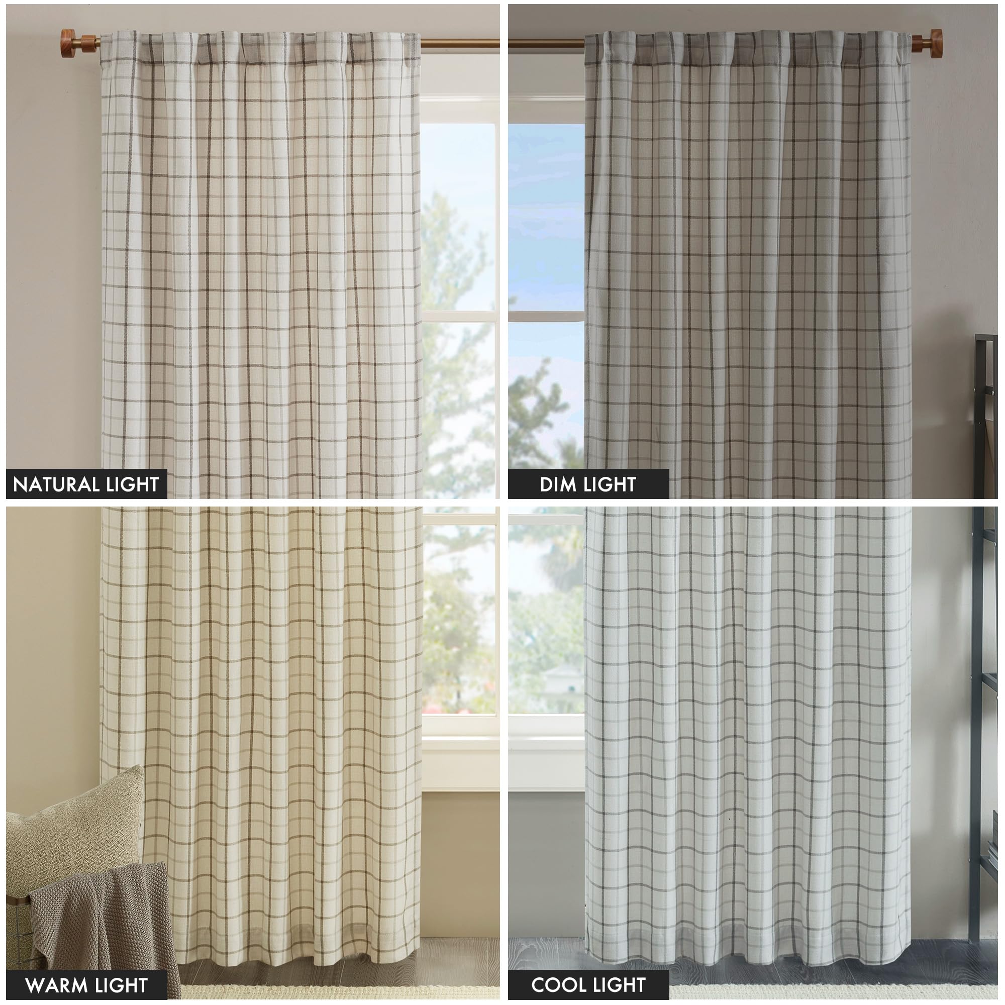 Foto 8 pulgar | Cortina Madison Park Anaheim Cabin Plaid 50 X 108 Cm, Color Natural - Venta Internacional.