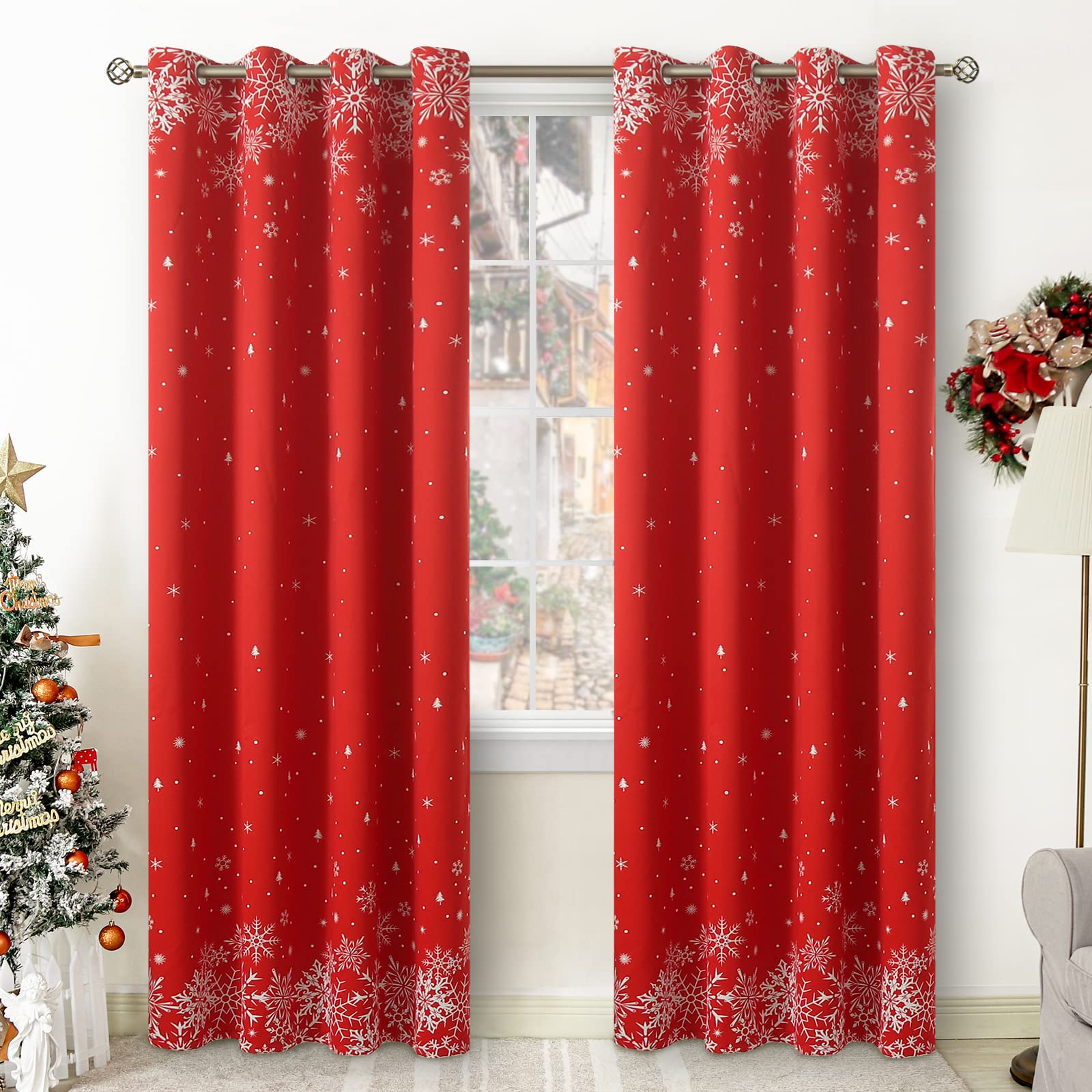 Cortinas Bgment Red Christmas Para Salón 104 X 244 Cm - Venta Internacional.