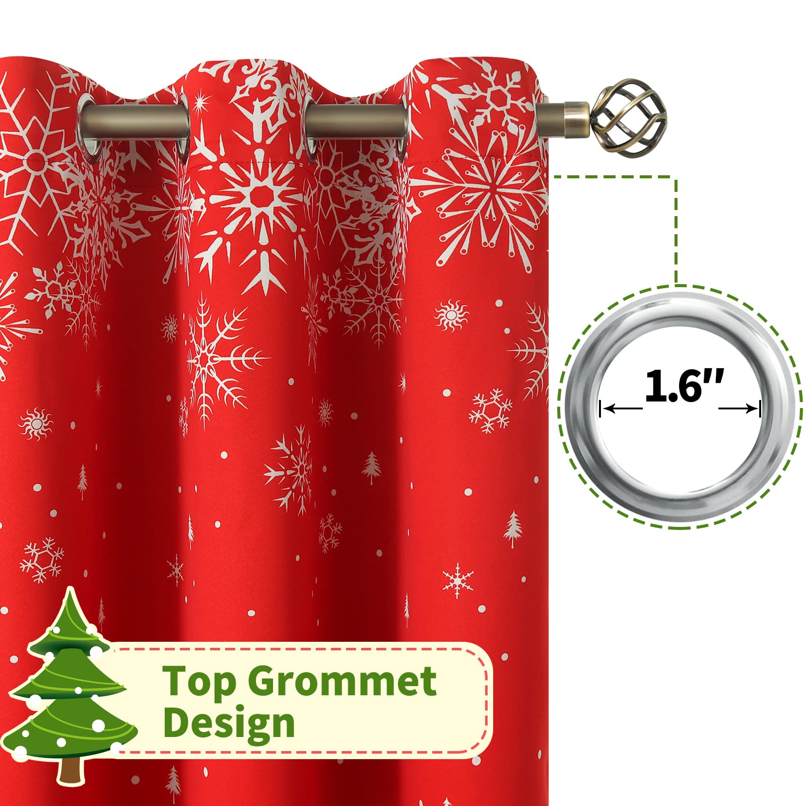 Foto 5 | Cortinas Bgment Red Christmas Para Salón 104 X 244 Cm - Venta Internacional.