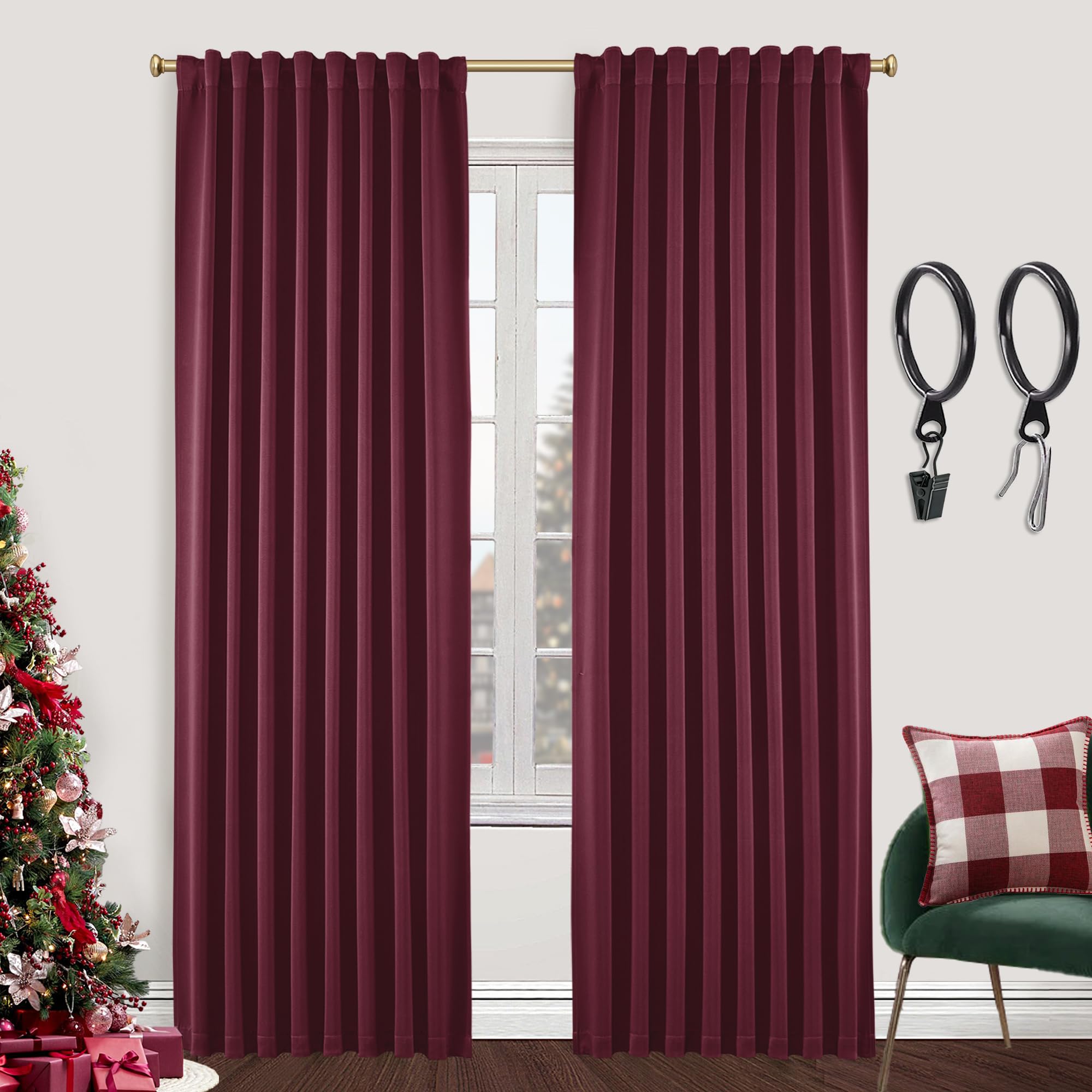 Foto 2 pulgar | Cortinas Shineland Cranberry Burgundy 260 Cm, 100% Opacas, X2 - Venta Internacional.