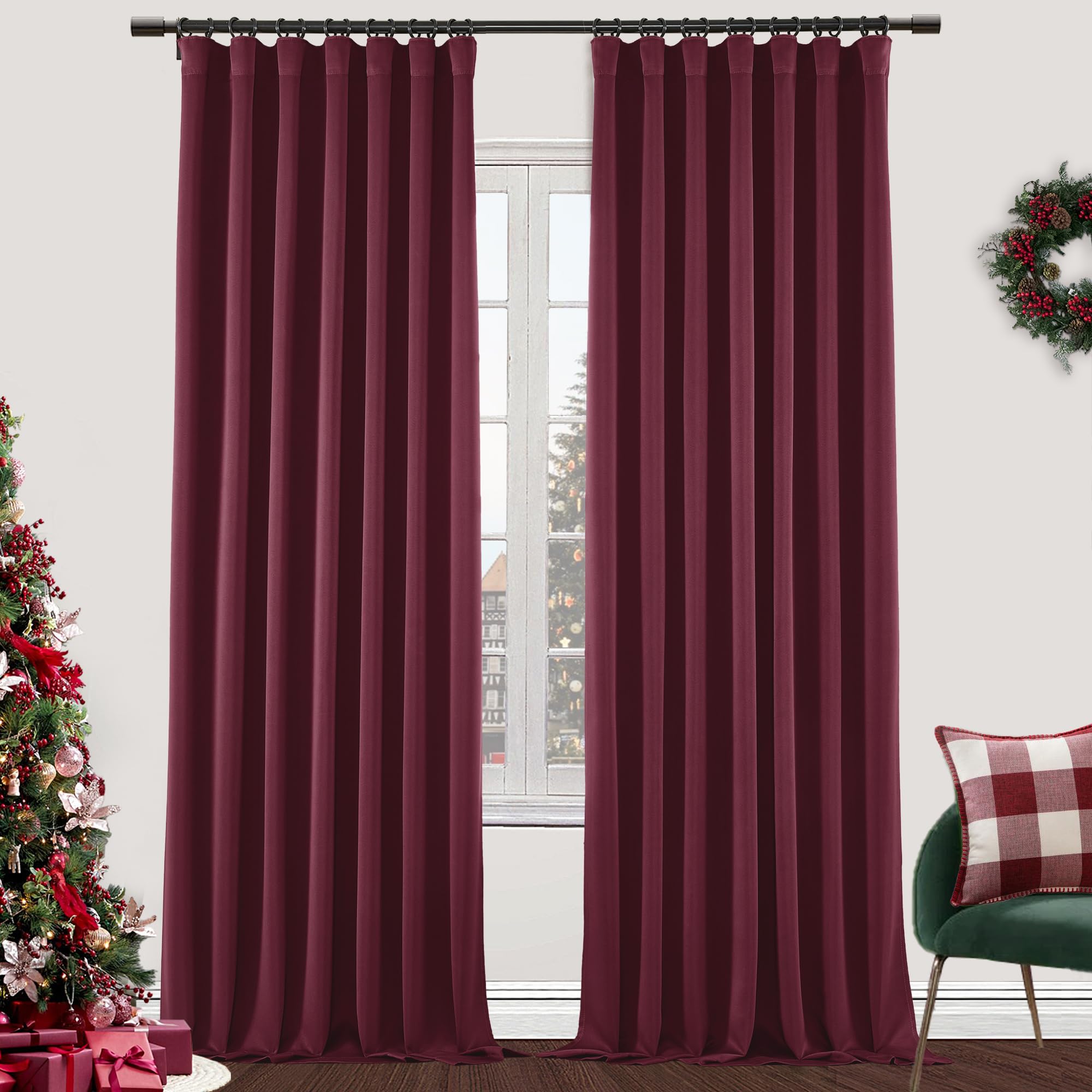 Foto 5 pulgar | Cortinas Shineland Cranberry Burgundy 260 Cm, 100% Opacas, X2 - Venta Internacional.