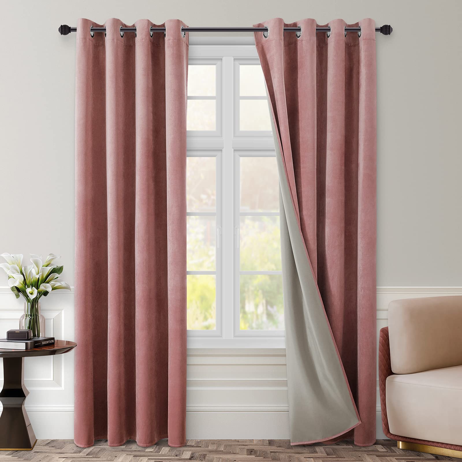 Cortinas Homeideas 100% Terciopelo Opaco, 213 X 213 Cm, 2 Paneles - Venta Internacional.