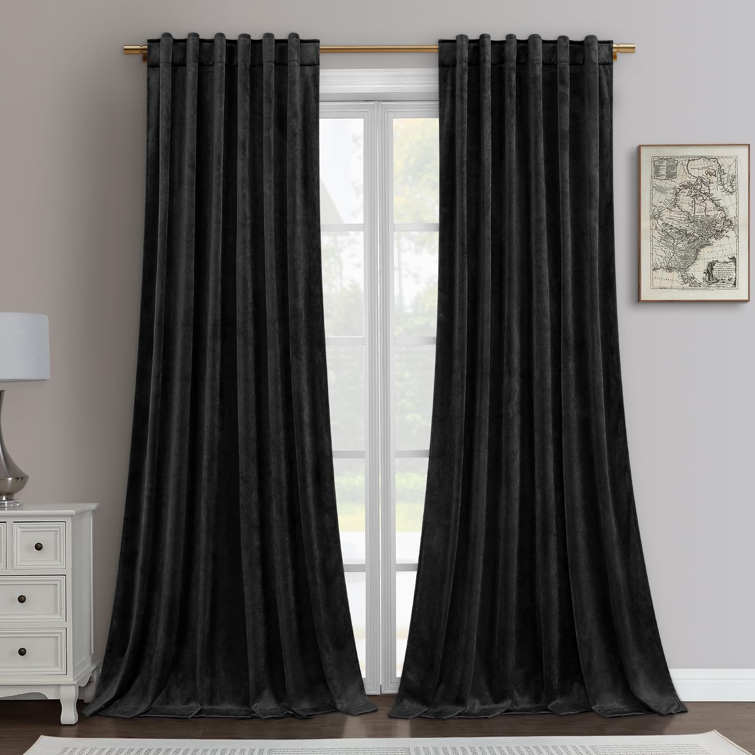 Cortinas Homeideas Negras de 2 Paneles-Venta Internacional
