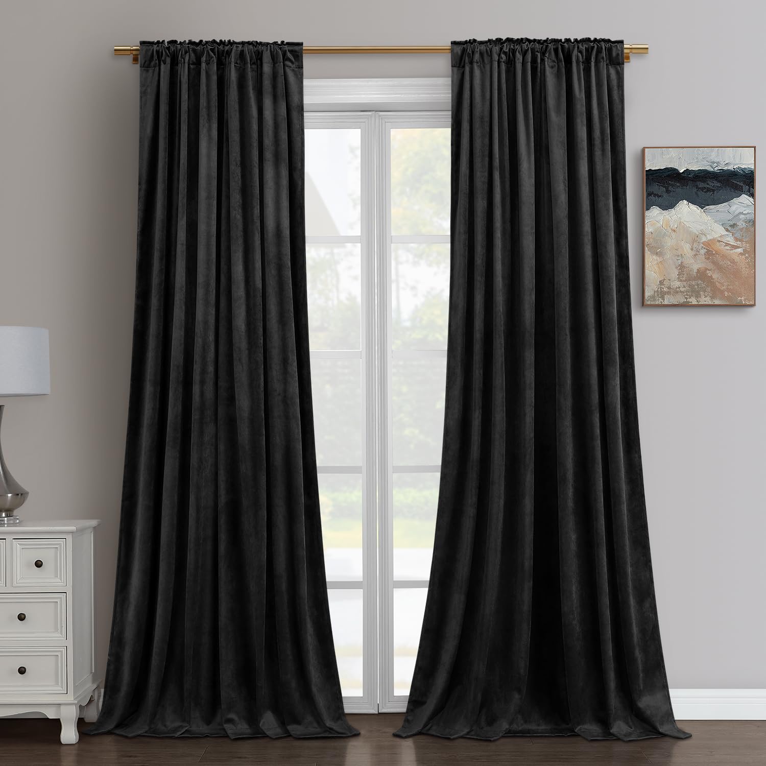 Foto 3 pulgar | Cortinas Homeideas Negras de 2 Paneles-Venta Internacional