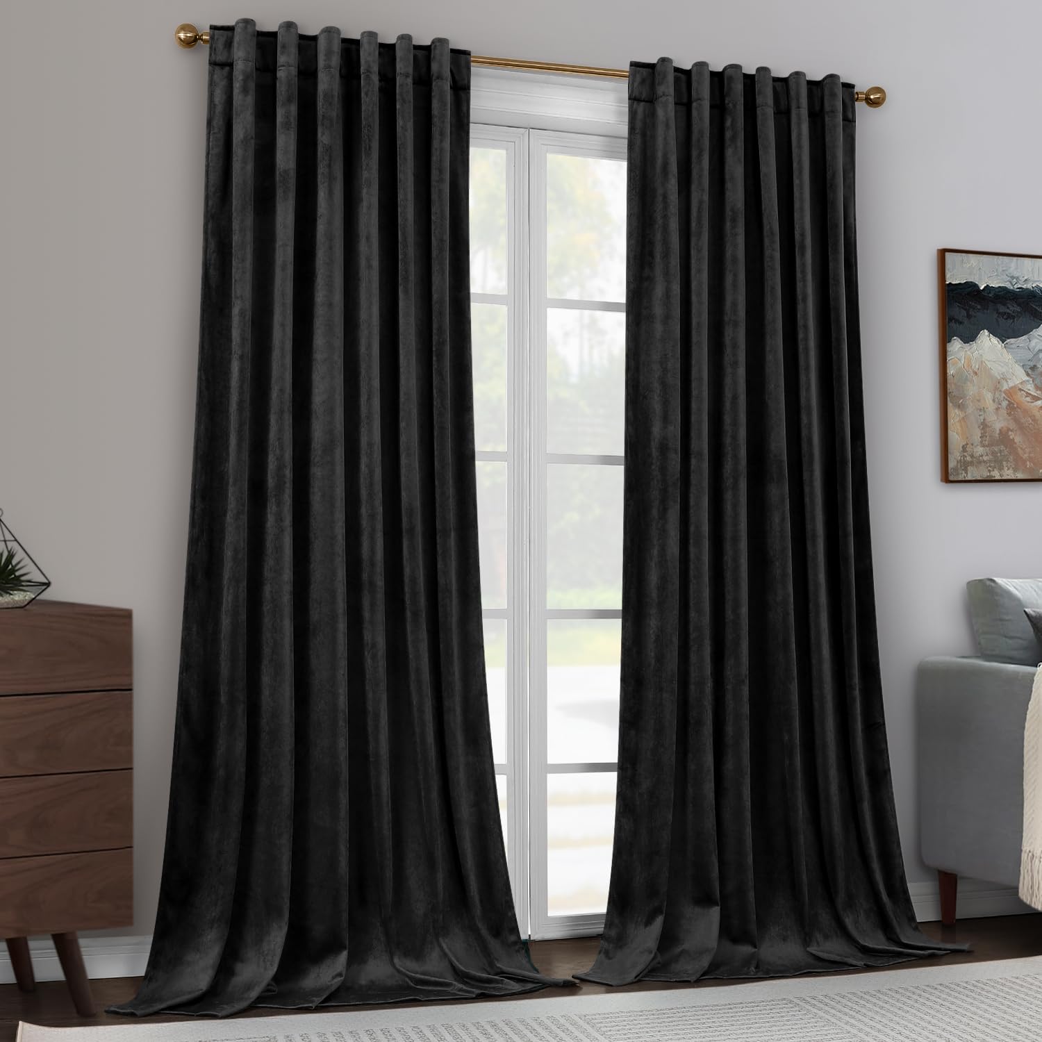 Foto 8 pulgar | Cortinas Homeideas Negras de 2 Paneles-Venta Internacional
