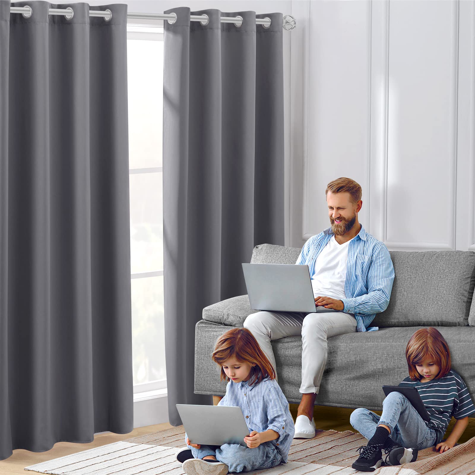 Foto 3 pulgar | Juego de 2 Paneles de Cortinas Opacas Homeideas 132 x 244 cm Grises - Venta Internacional