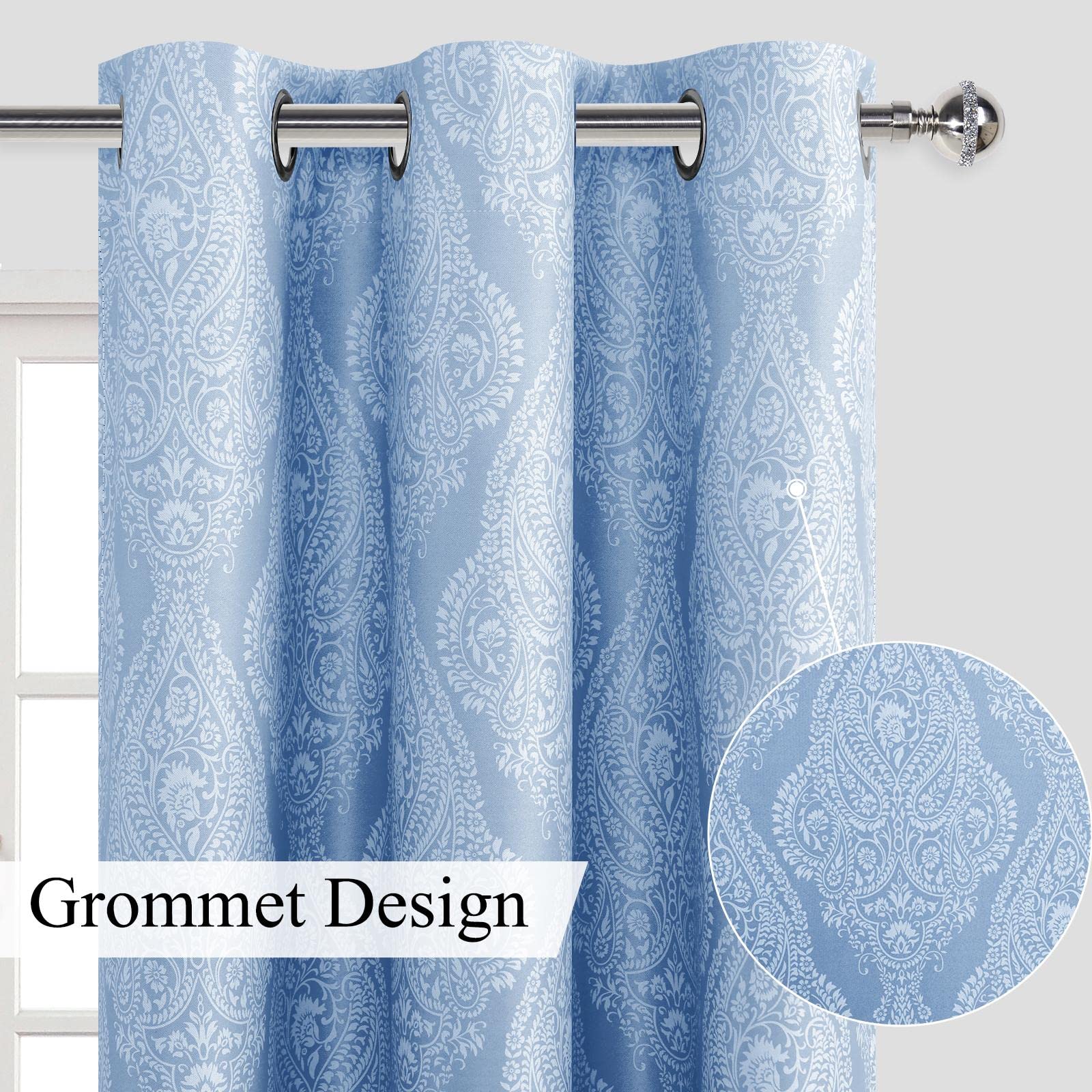Foto 3 pulgar | Cortinas Opacas Jiuzhen, Color Azul Degradado, 160 X 160 Cm, Con Alzapaños - Venta Internacional.