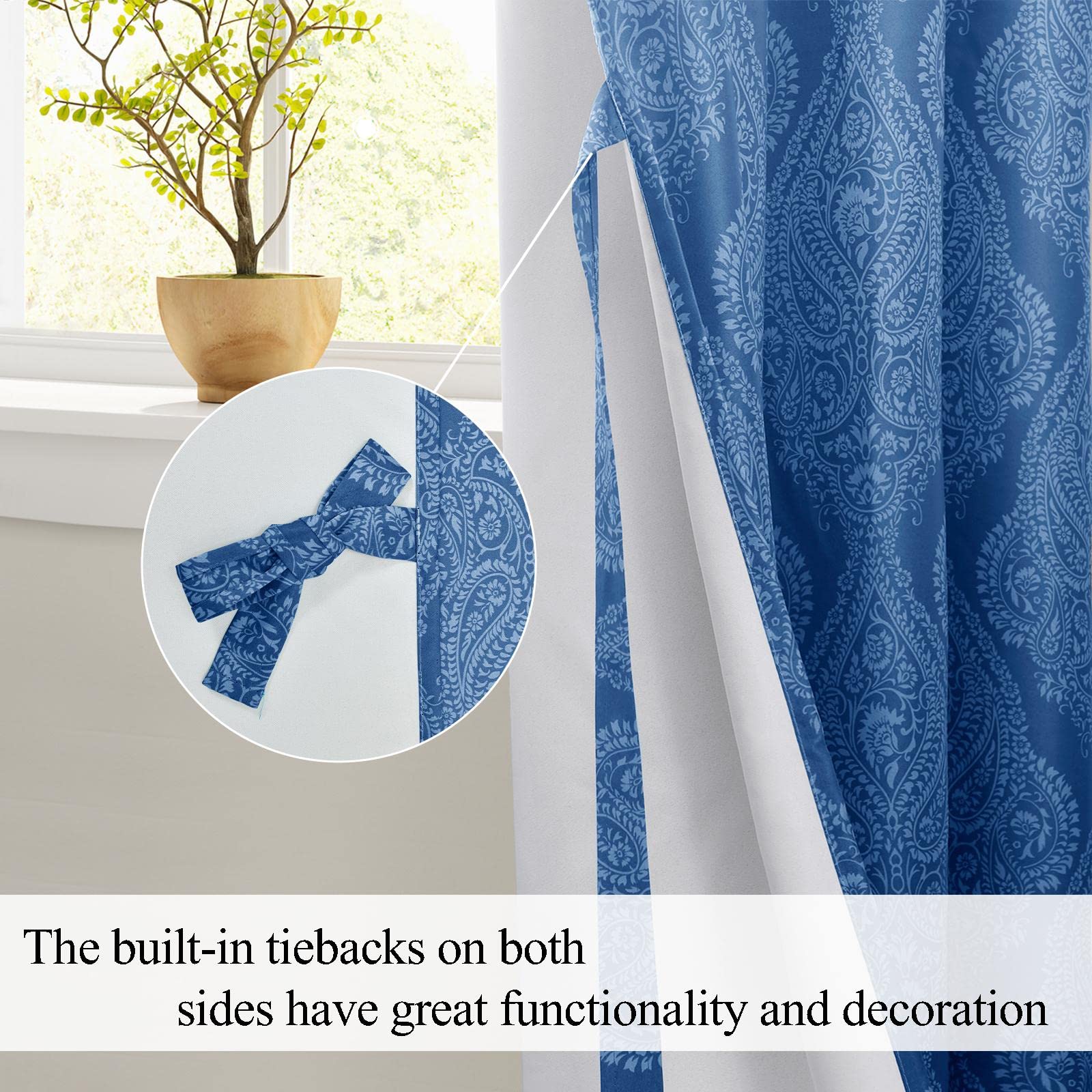 Foto 4 pulgar | Cortinas Opacas Jiuzhen, Color Azul Degradado, 160 X 160 Cm, Con Alzapaños - Venta Internacional.