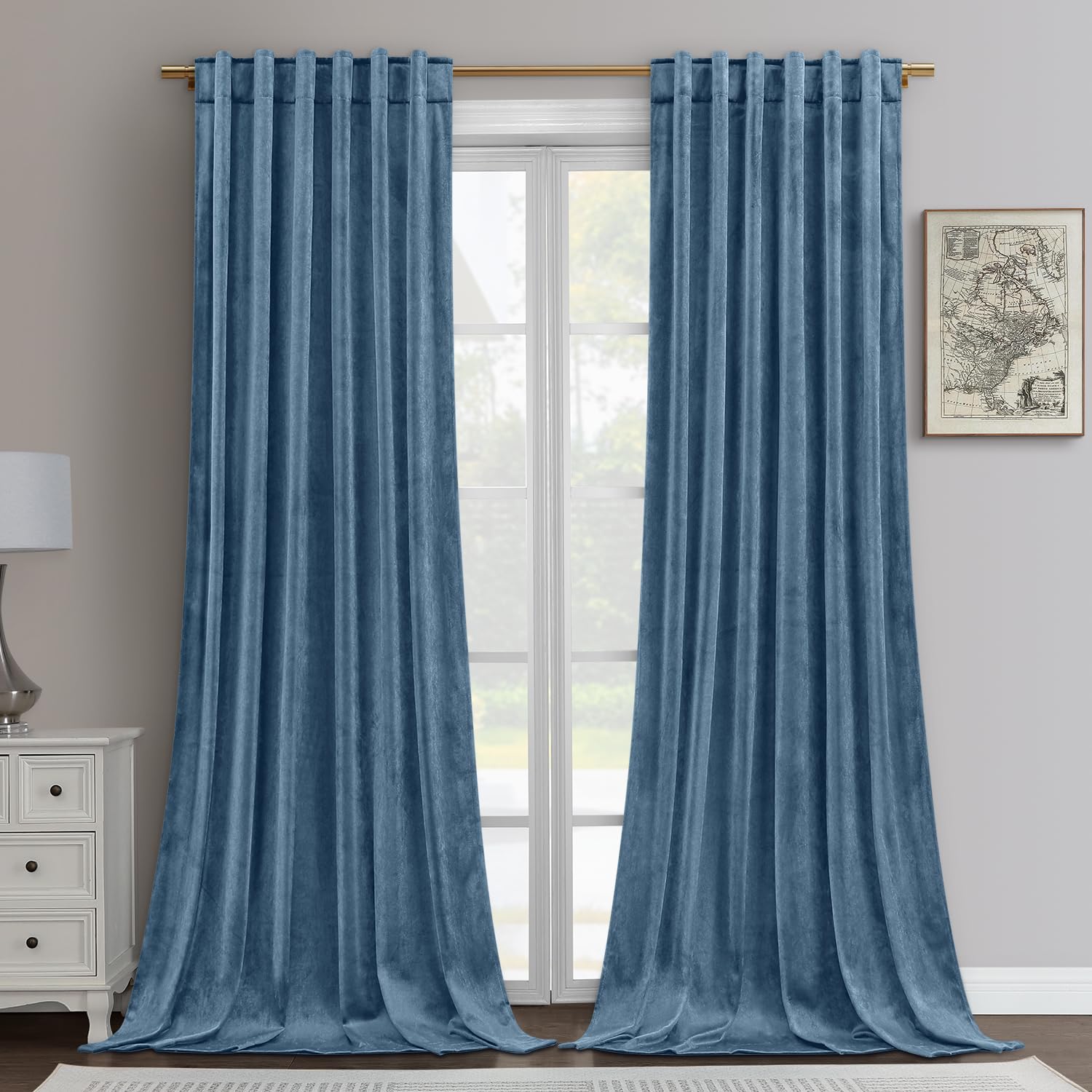 Foto 2 pulgar | Cortinas Homeideas Terciopelo Azul 132 x 244 cm 2 Paneles - Venta Internacional