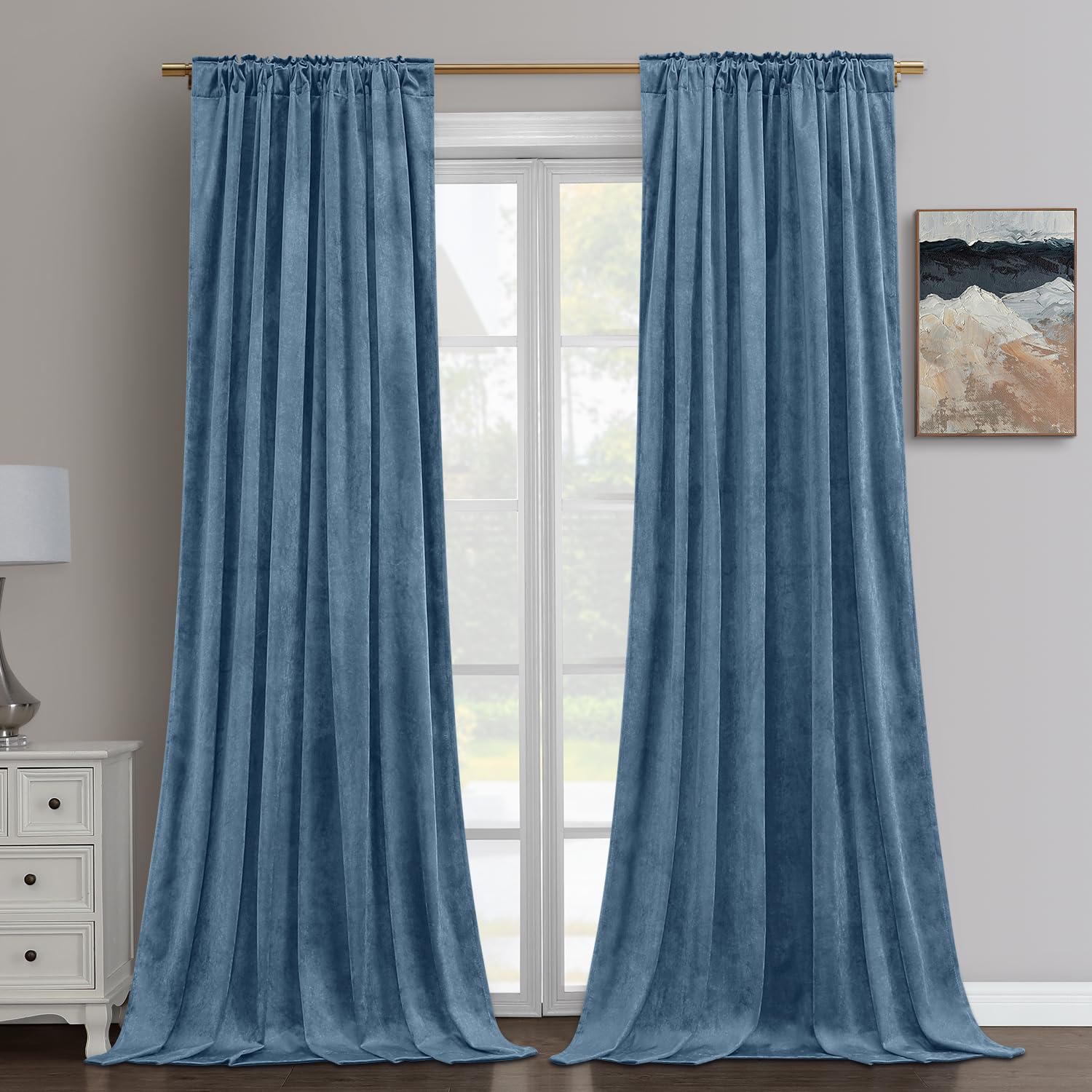 Foto 3 pulgar | Cortinas Homeideas Terciopelo Azul 132 x 244 cm 2 Paneles - Venta Internacional