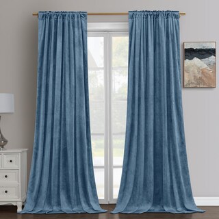 Foto 2 | Cortinas Homeideas Terciopelo Azul 132 x 244 cm 2 Paneles - Venta Internacional
