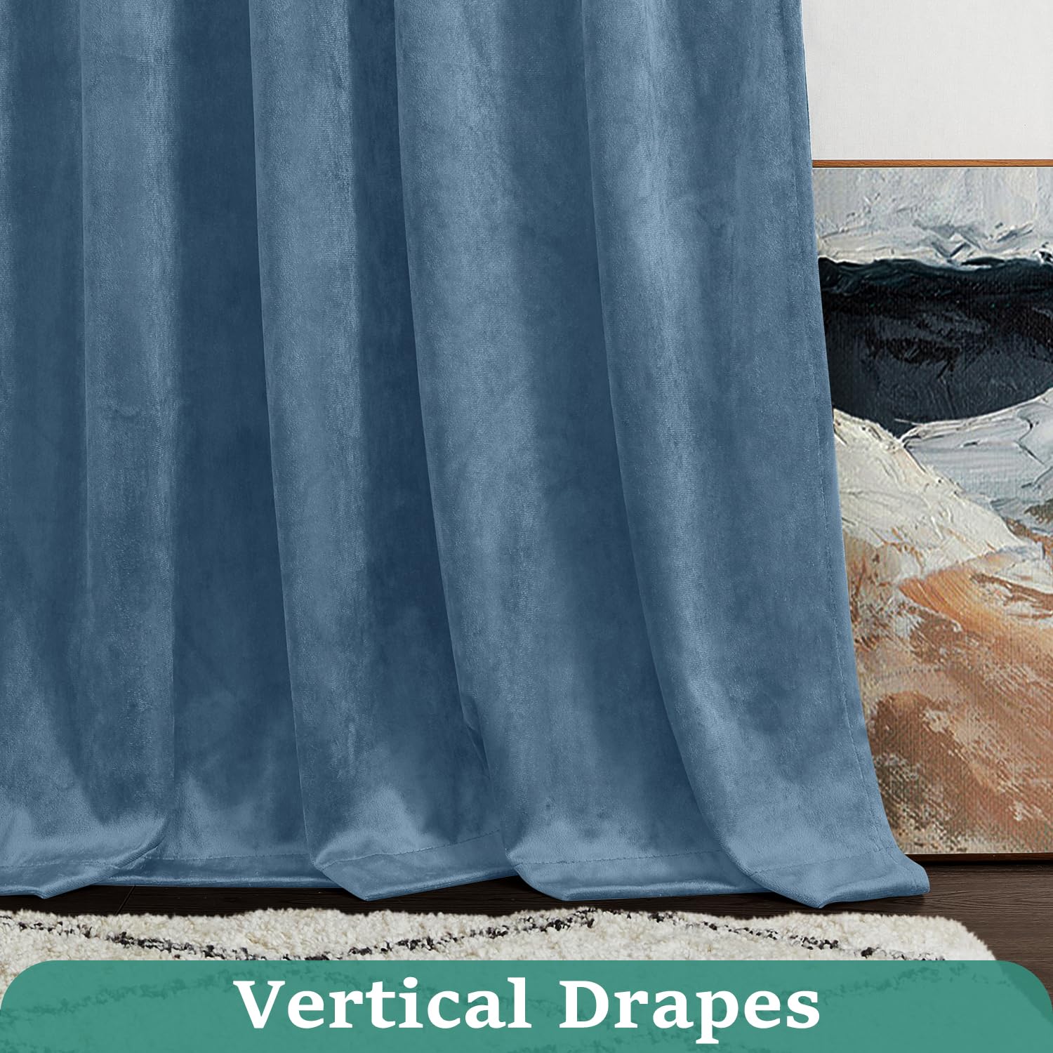Foto 5 pulgar | Cortinas Homeideas Terciopelo Azul 132 x 244 cm 2 Paneles - Venta Internacional