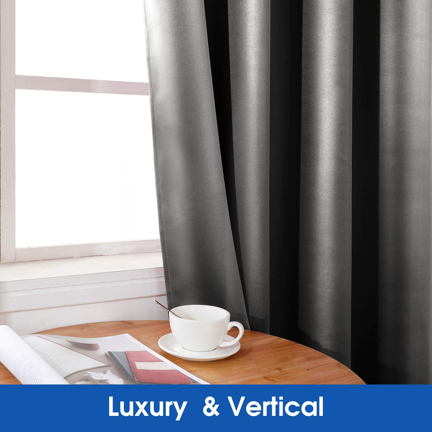 Foto 4 pulgar | Cortinas Homeideas De Seda Sintética Gris Oscuro Opacas De 132 X 244 Cm - Venta Internacional.