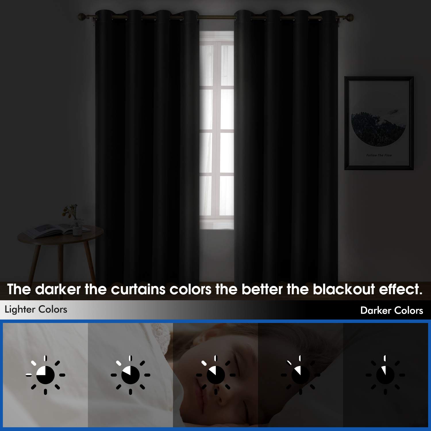Foto 5 pulgar | Cortinas Homeideas De Seda Sintética Gris Oscuro Opacas De 132 X 244 Cm - Venta Internacional.