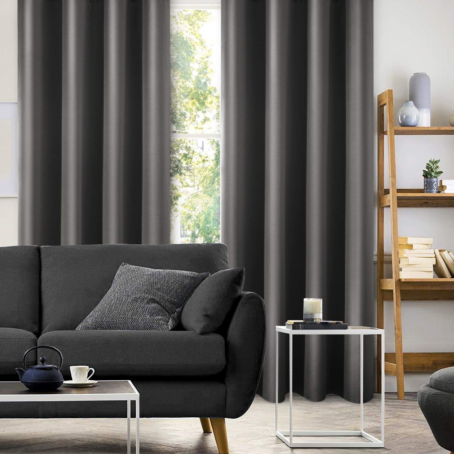 Foto 7 pulgar | Cortinas Homeideas De Seda Sintética Gris Oscuro Opacas De 132 X 244 Cm - Venta Internacional.