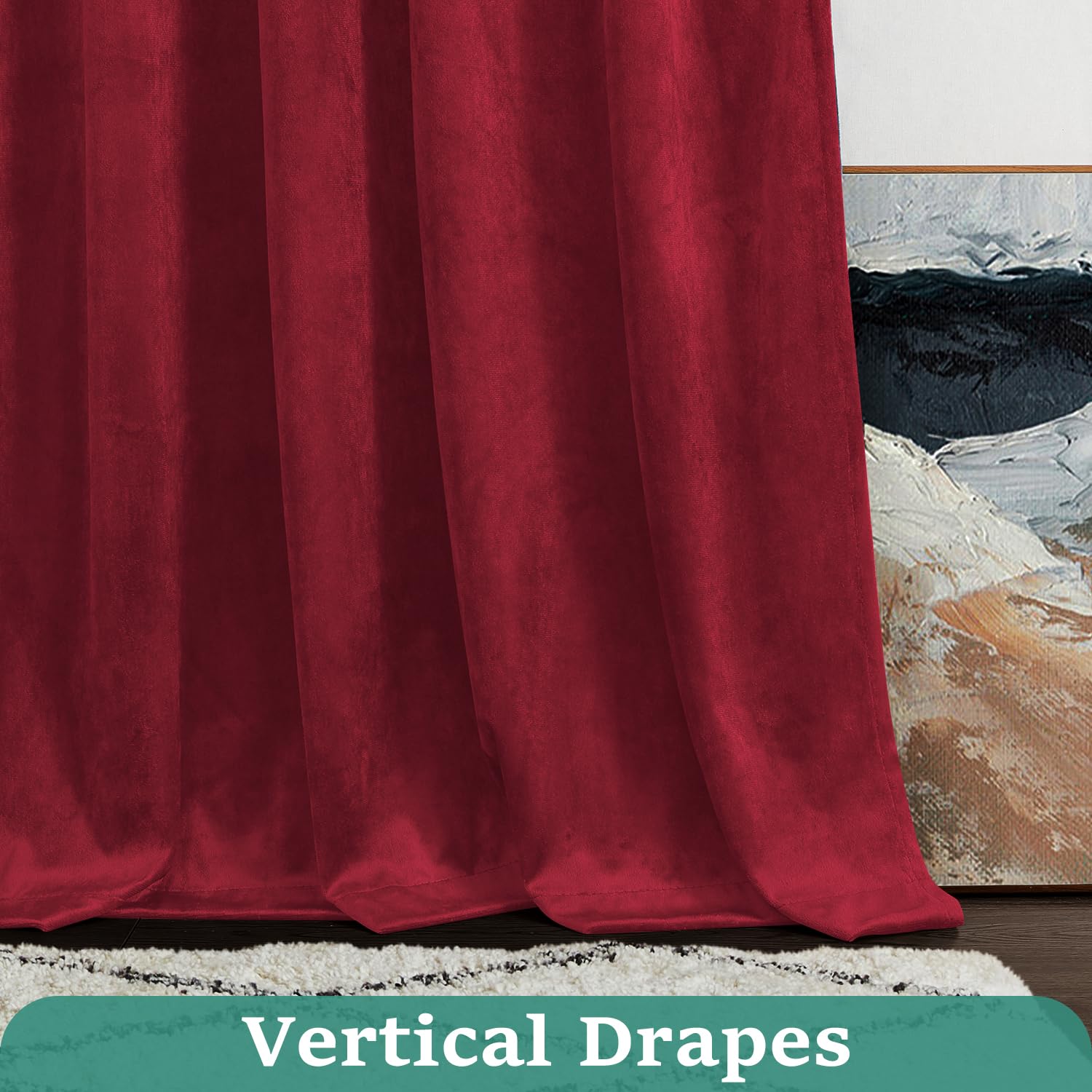 Foto 4 | Cortinas Homeideas de Terciopelo 244 cm Rojo 2 Paneles - Venta Internacional