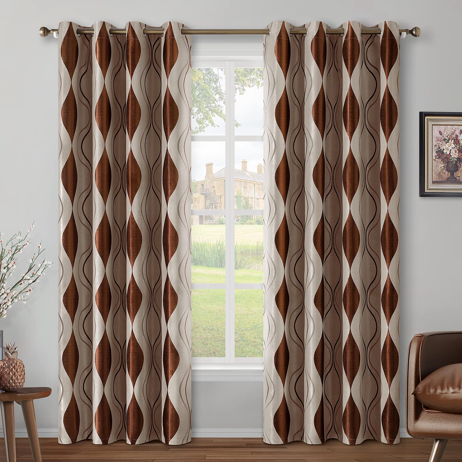 Foto 2 pulgar | Cortinas Homeideas Wave Room Oscurecedoras, 132 X 213 Cm De Largo, Color Hermano - Venta Internacional.