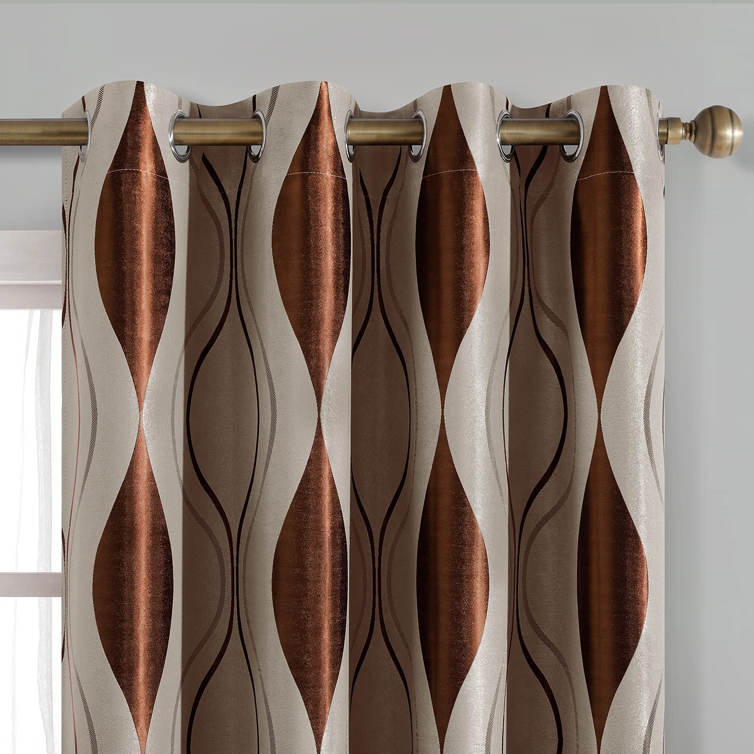 Foto 3 pulgar | Cortinas Homeideas Wave Room Oscurecedoras, 132 X 213 Cm De Largo, Color Hermano - Venta Internacional.