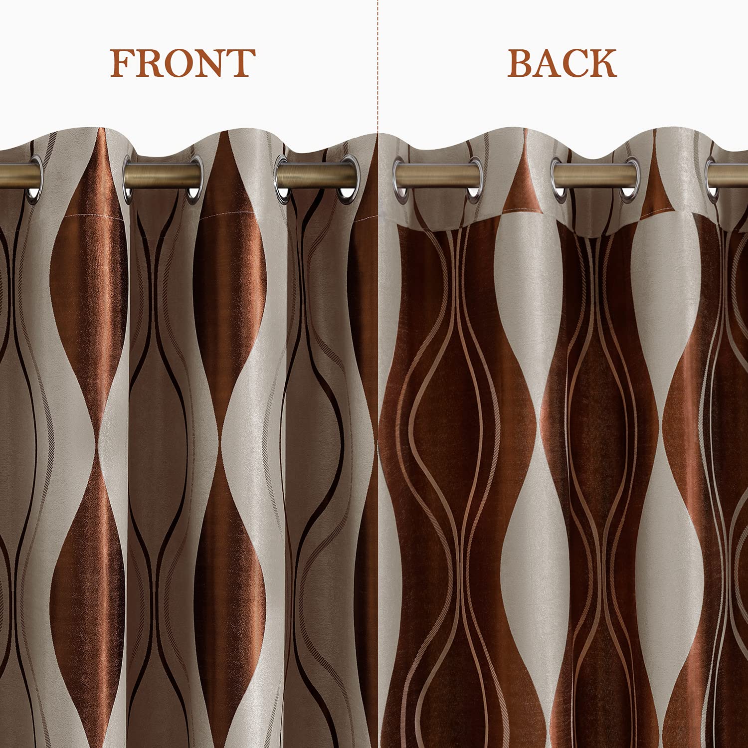 Foto 5 pulgar | Cortinas Homeideas Wave Room Oscurecedoras, 132 X 213 Cm De Largo, Color Hermano - Venta Internacional.