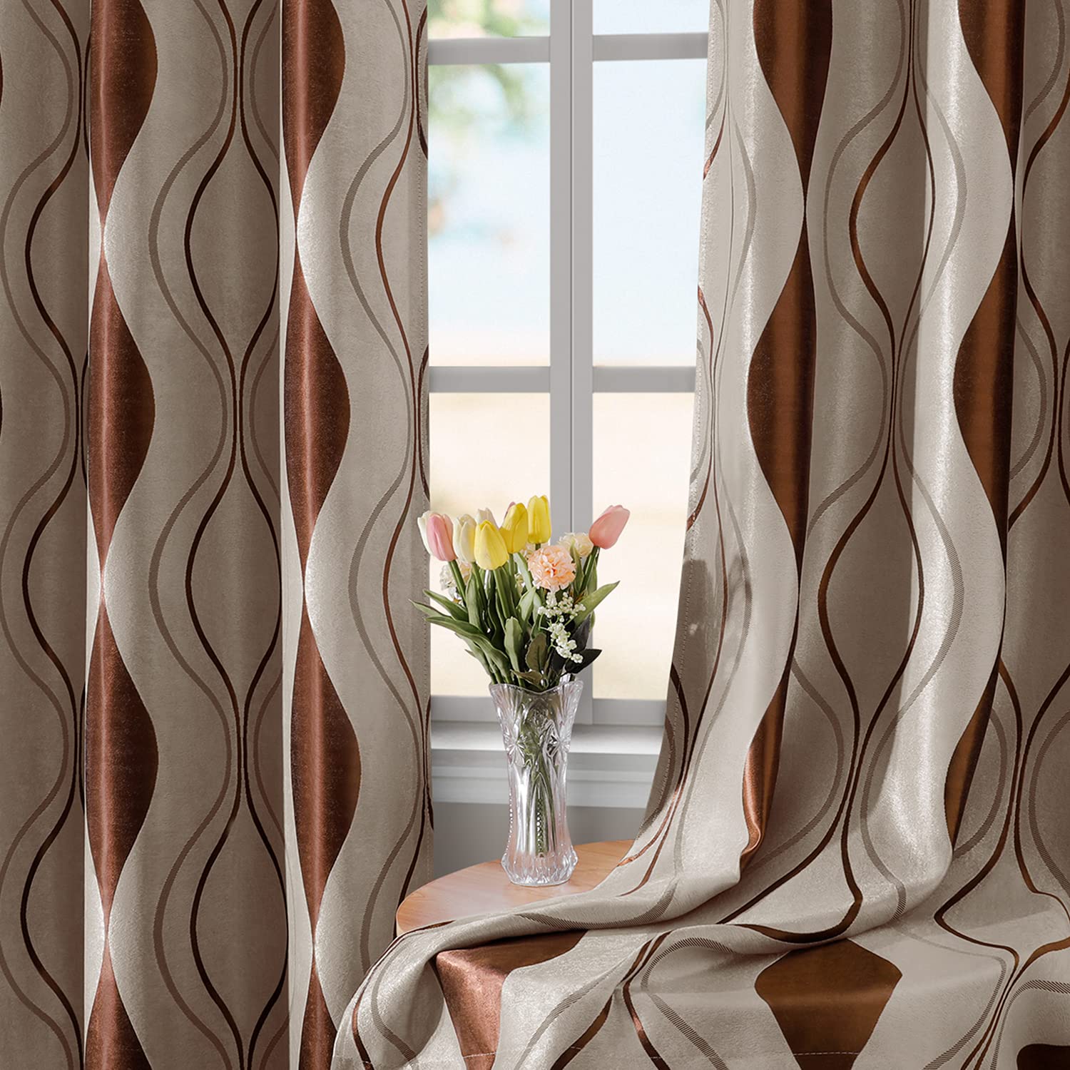 Foto 6 pulgar | Cortinas Homeideas Wave Room Oscurecedoras, 132 X 213 Cm De Largo, Color Hermano - Venta Internacional.
