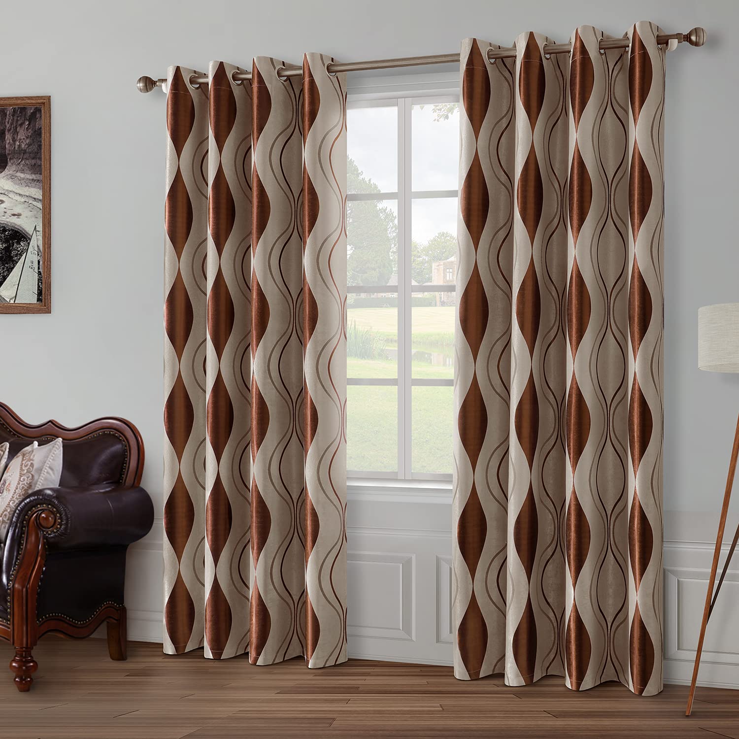 Foto 7 pulgar | Cortinas Homeideas Wave Room Oscurecedoras, 132 X 213 Cm De Largo, Color Hermano - Venta Internacional.