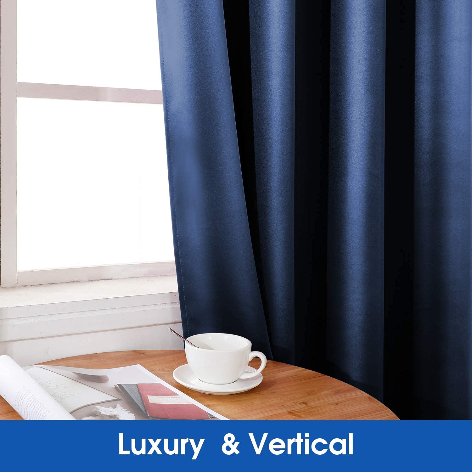 Foto 4 pulgar | Cortinas Homeideas De Seda Sintética, Color Azul Marino, Opacas, 132 X 244 Cm, 2 Paneles - Venta Internacional.