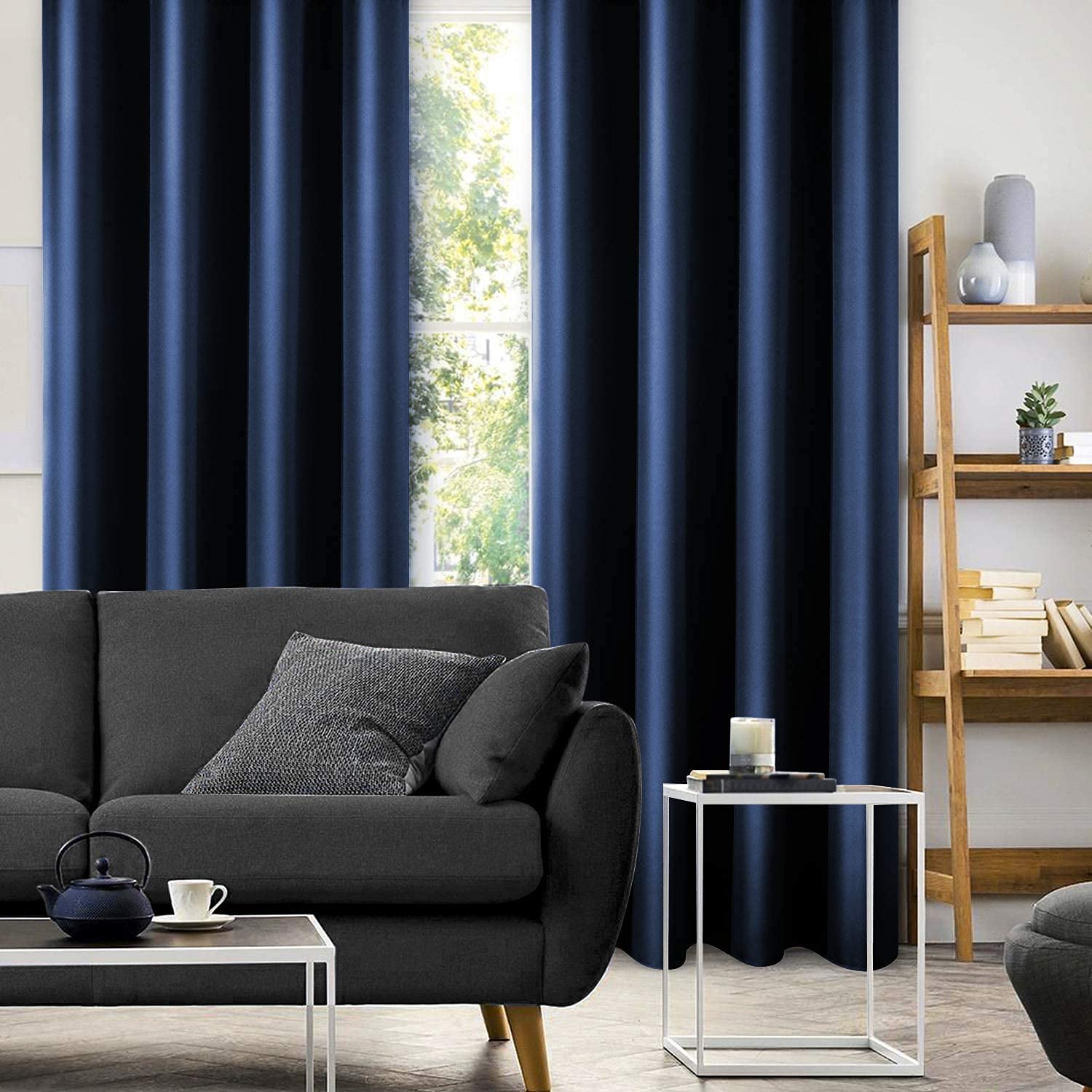 Foto 8 pulgar | Cortinas Homeideas De Seda Sintética, Color Azul Marino, Opacas, 132 X 244 Cm, 2 Paneles - Venta Internacional.