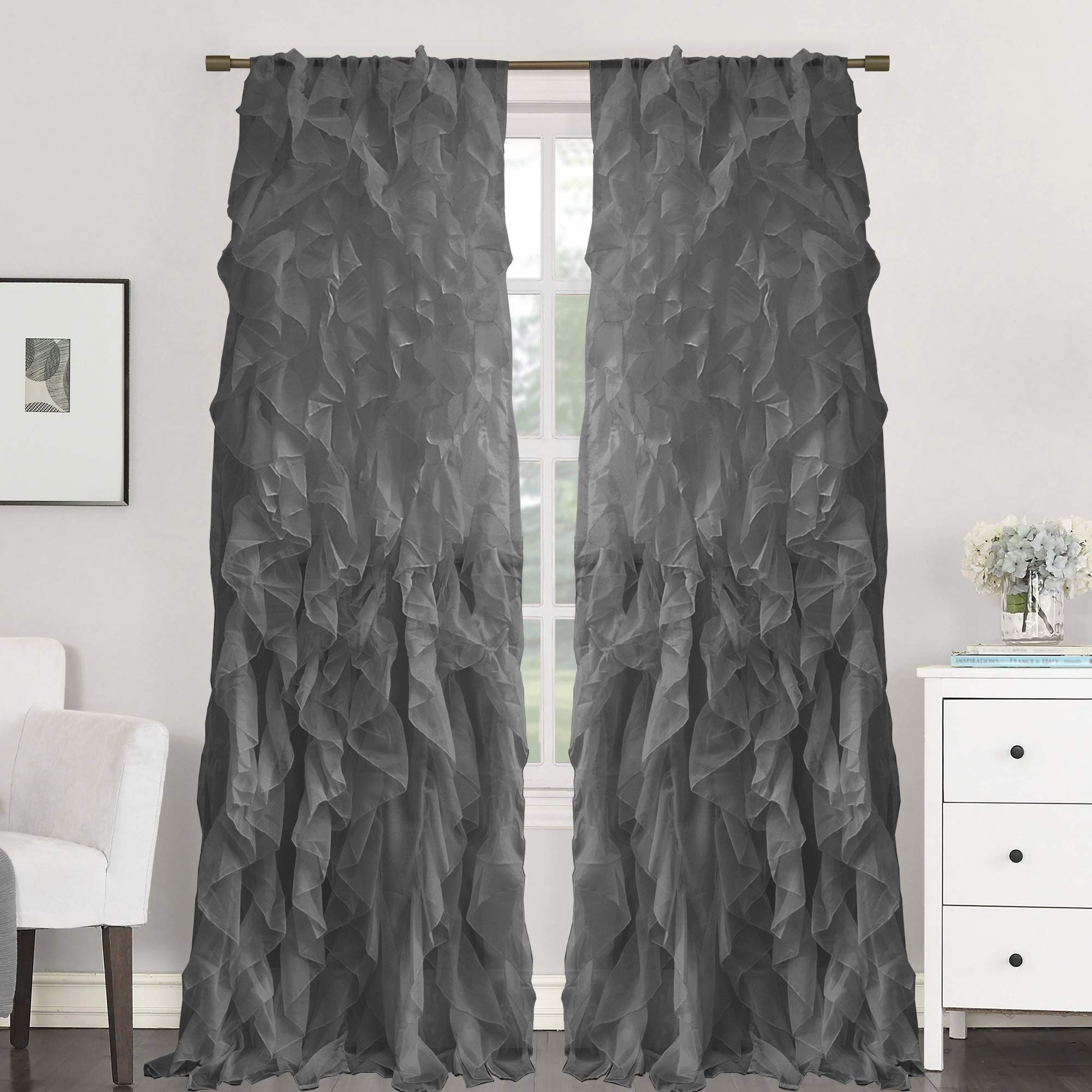 Foto 1 | Cortinas De Gasa Transparente Con Volantes De La Colección Sweet Home - Venta Internacional.