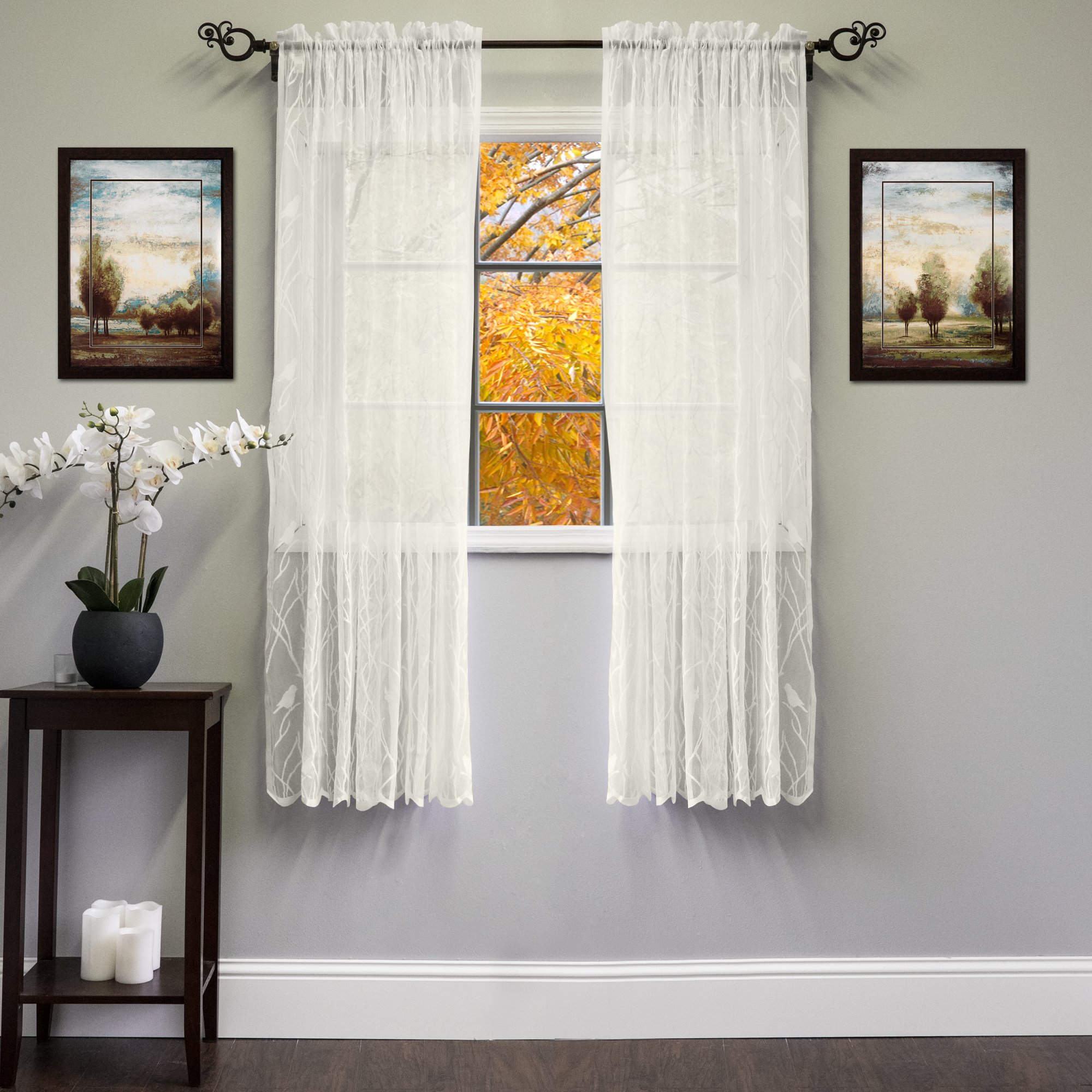 Cortinas De Ventana Sweet Home Collection Songbird Ivory, 160 X 160 Cm - Venta Internacional.