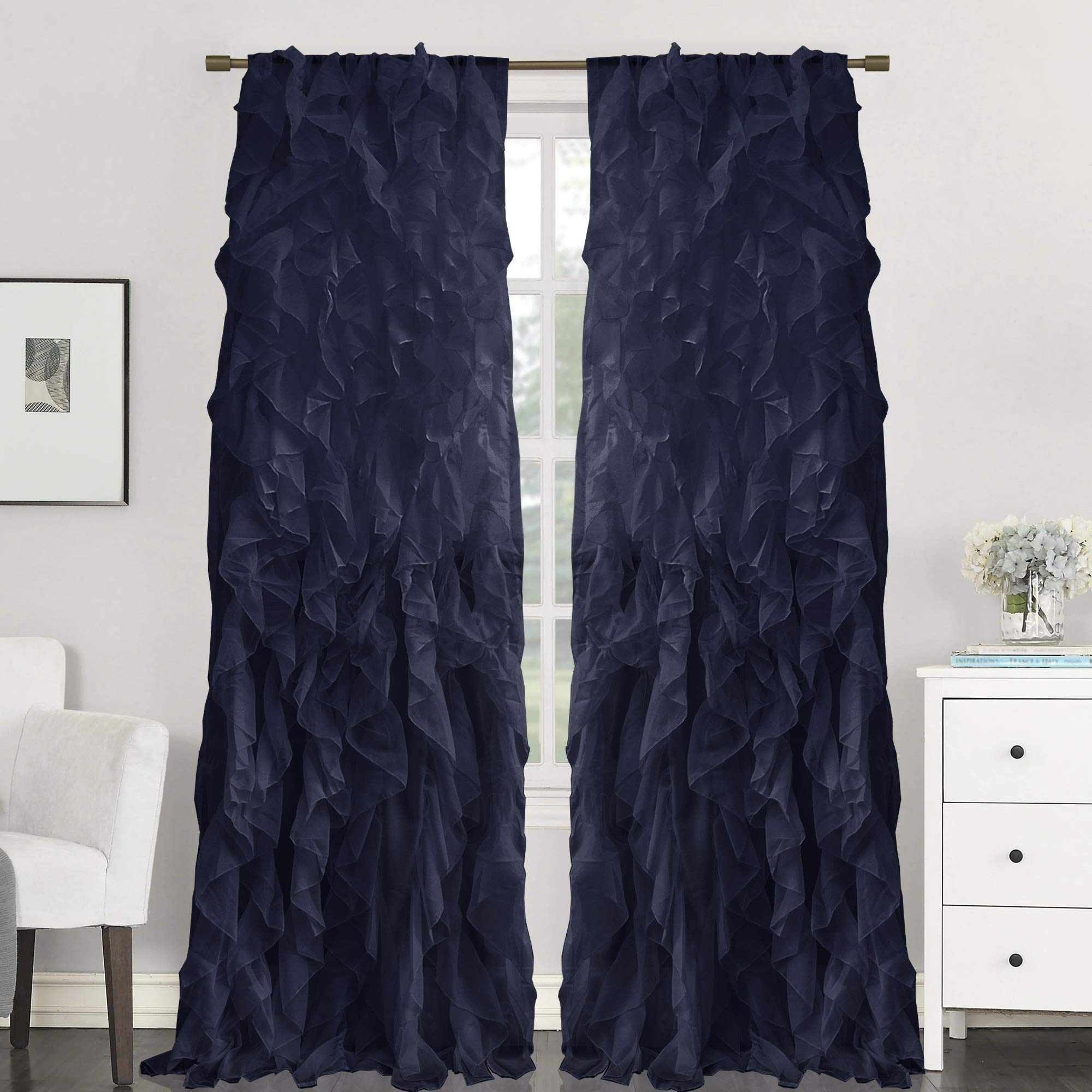 Foto 1 | Cortinas De Gasa Transparente Con Volantes De La Colección Sweet Home - Venta Internacional.