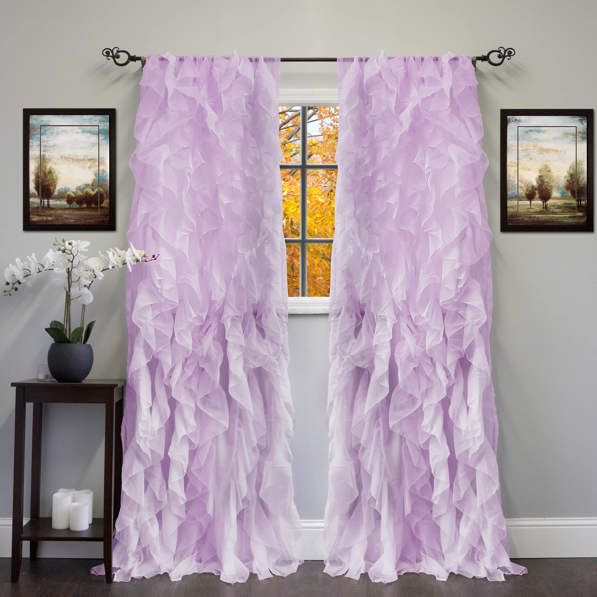 Foto 1 | Cortinas De Gasa Transparente Con Volantes De La Colección Sweet Home - Venta Internacional.