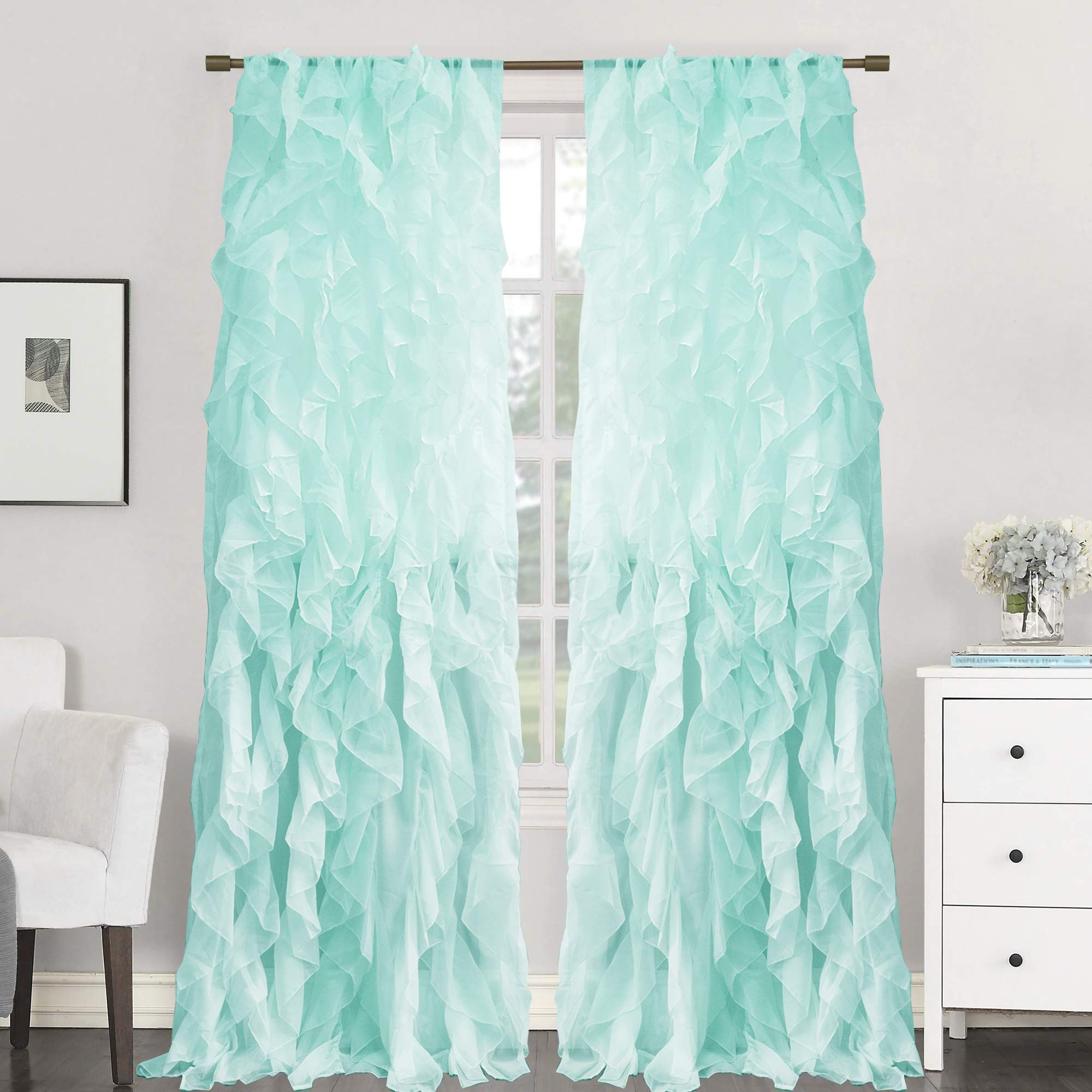 Foto 2 | Cortinas De Gasa Transparente Con Volantes De La Colección Sweet Home - Venta Internacional.
