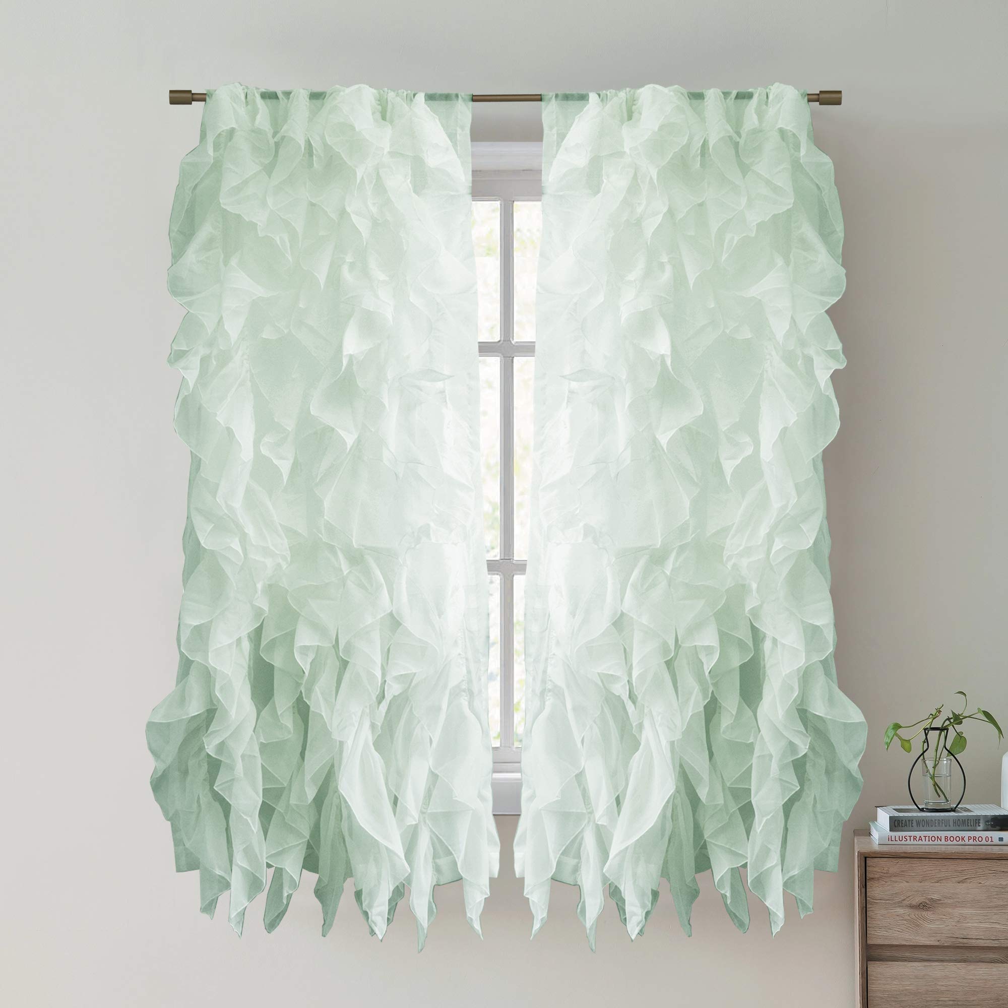 Foto 1 | Cortinas De Gasa Transparente Con Volantes De La Colección Sweet Home - Venta Internacional.
