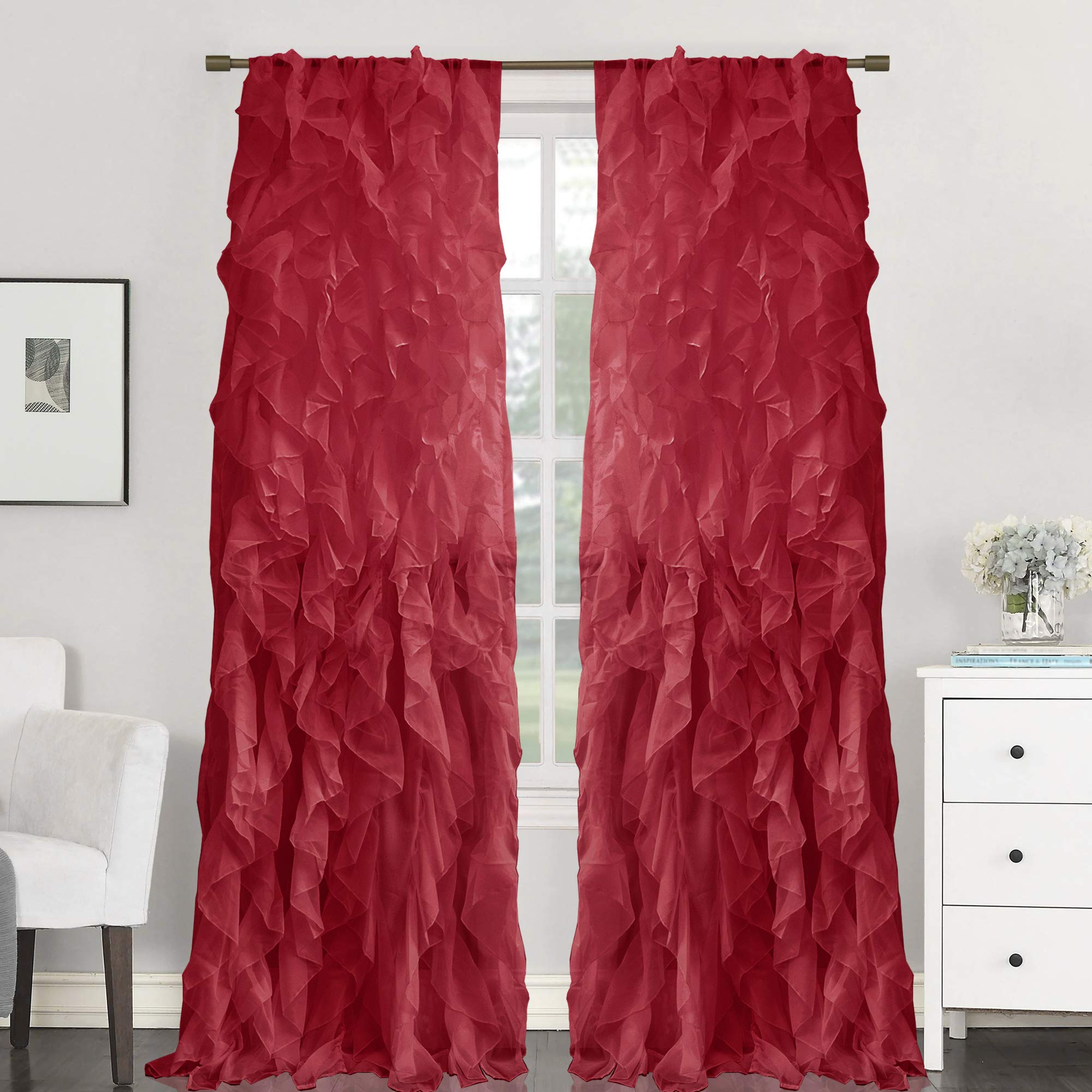 Foto 2 pulgar | Cortinas Sweet Home Collection, Gasa Transparente, Color Burdeos, 84 X 127 Cm - Venta Internacional.