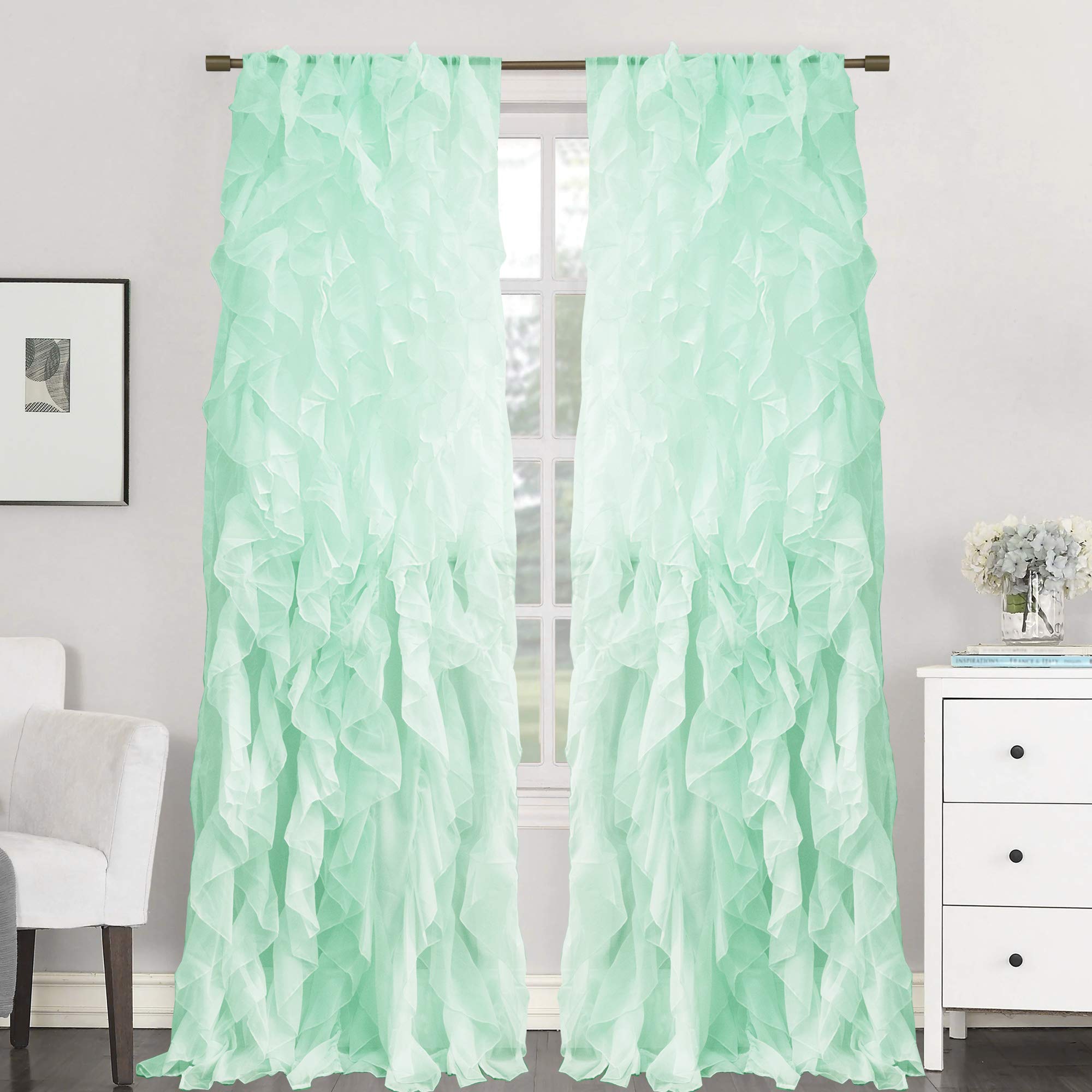 Cortinas De Gasa Transparente Con Volantes De La Colección Sweet Home - Venta Internacional.