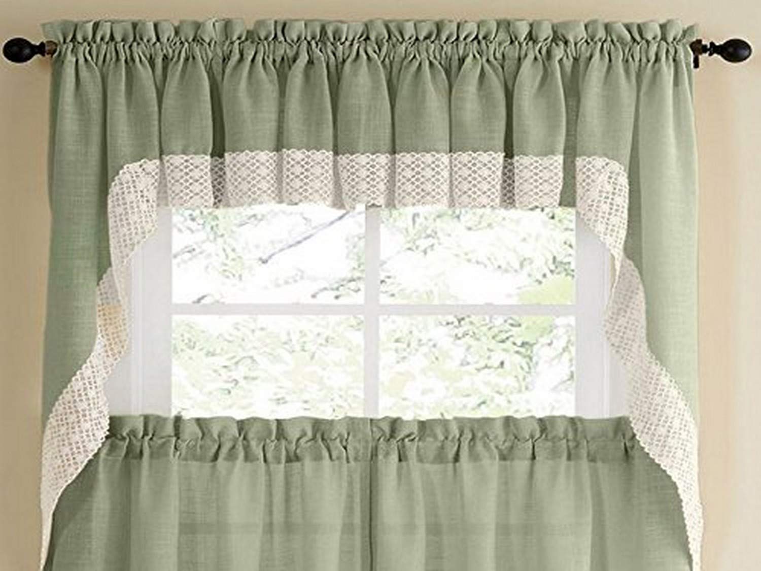 Foto 2 pulgar | Par De Cortinas De Cocina De La Colección Sweet Home Salem Sage - Venta Internacional.