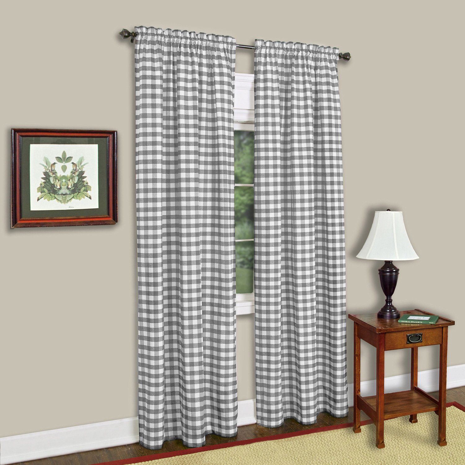 Foto 2 pulgar | Panel De Cortina Sweet Home Collection Buffalo Check 84 Cm Gris - Venta Internacional.