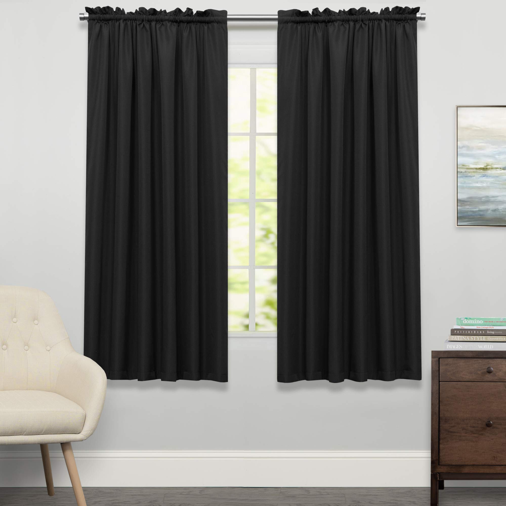 Foto 2 pulgar | Cortinas De Ventana Sweet Home Collection Ribcord, Color Negro, 160 X 160 Cm - Venta Internacional.